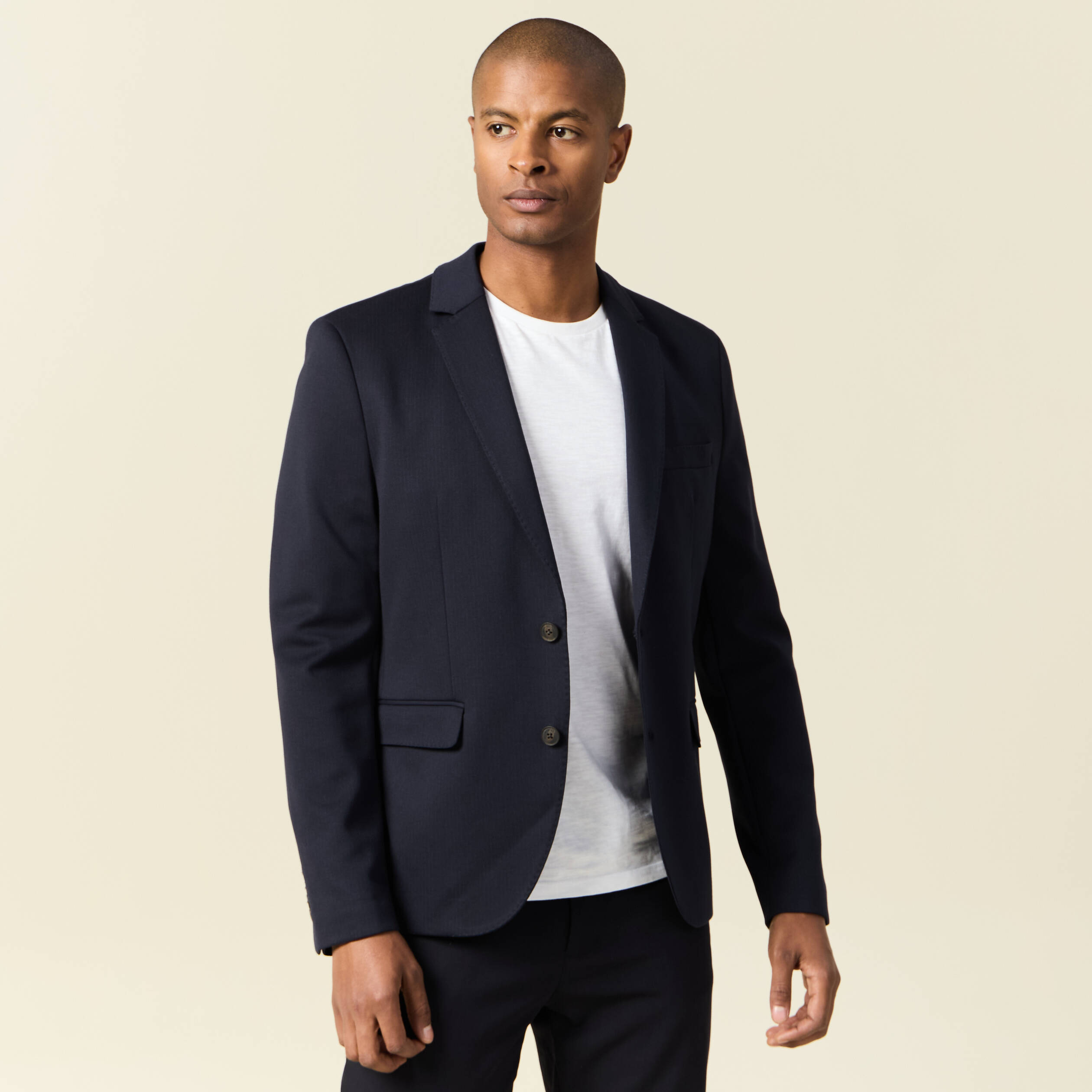 Veste blazer manches longues bleu marine homme