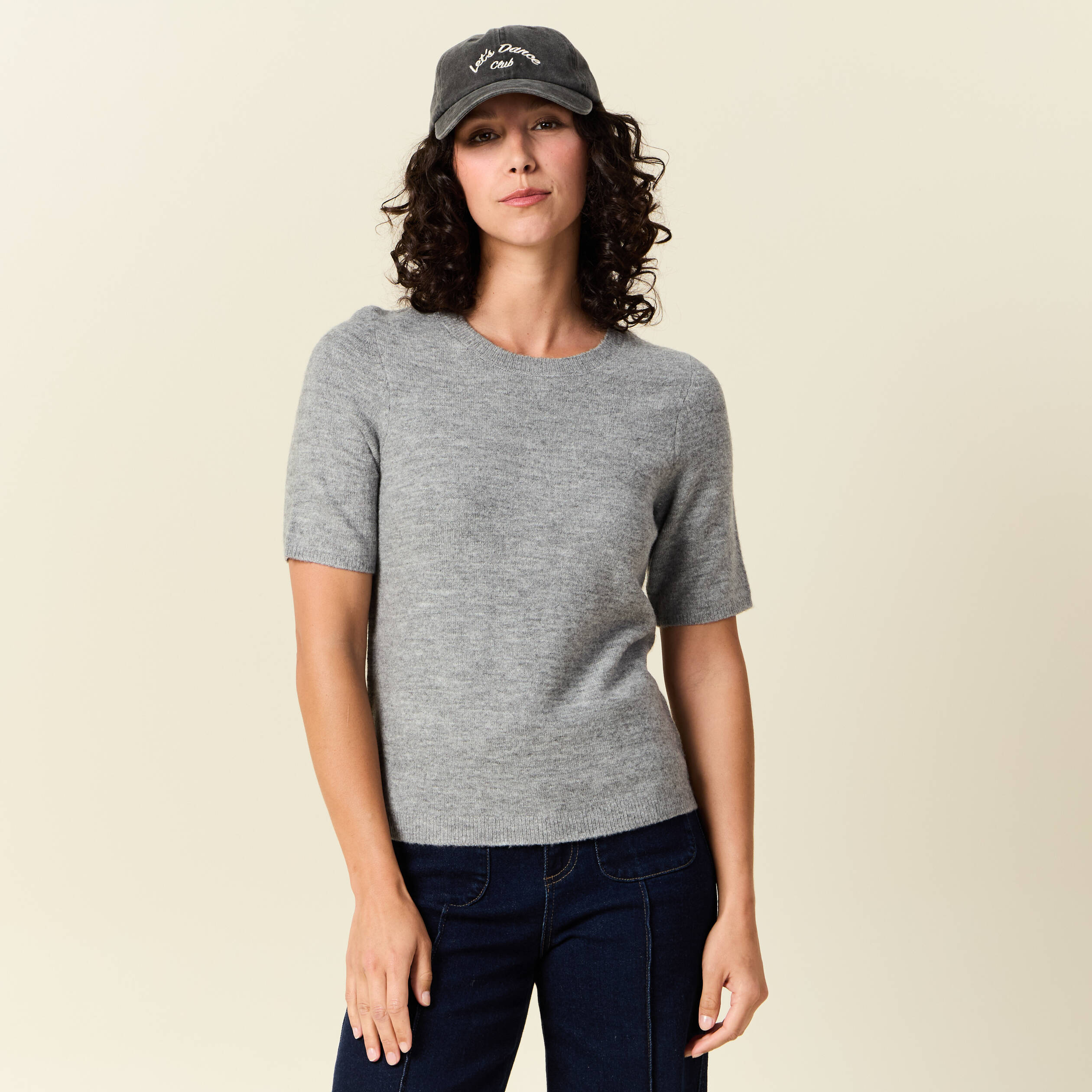 pull manches courtes gris clair femme Pull manches courtes gris clair femme