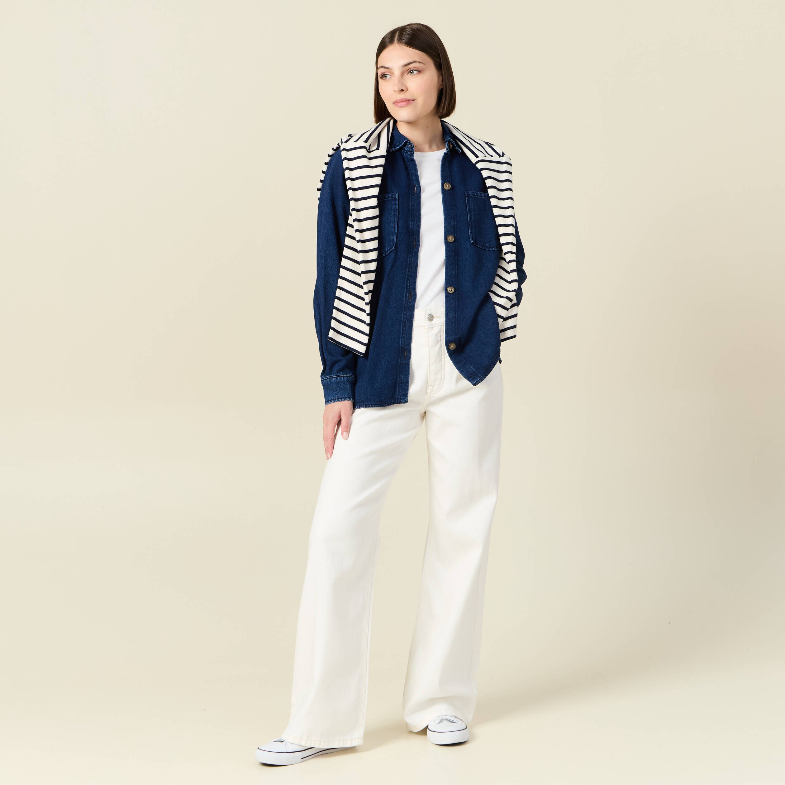 jeans large eco responsable denim blanc femme Jeans large éco-responsable denim blanc femme