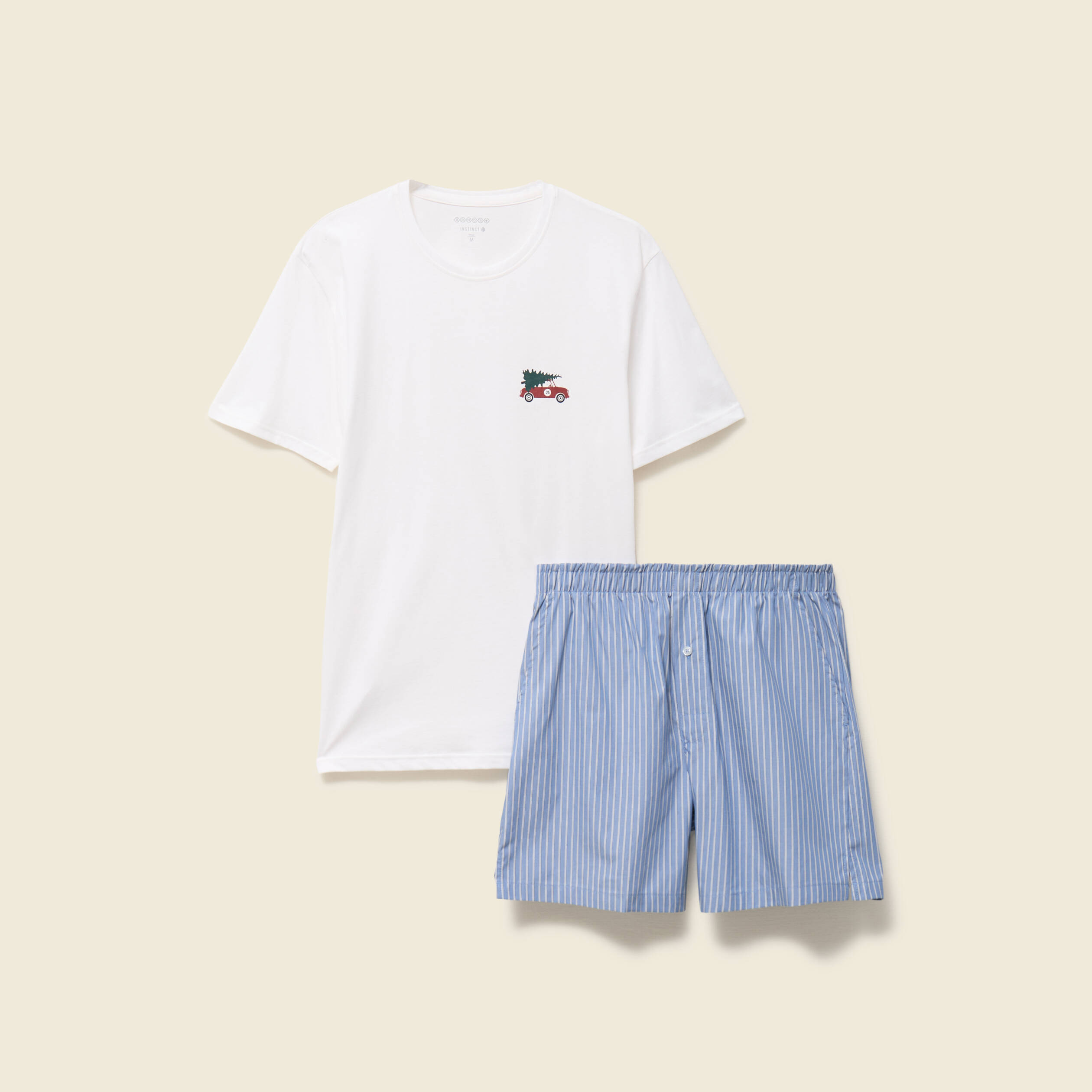 Pyjama coton haut et bas blanc homme