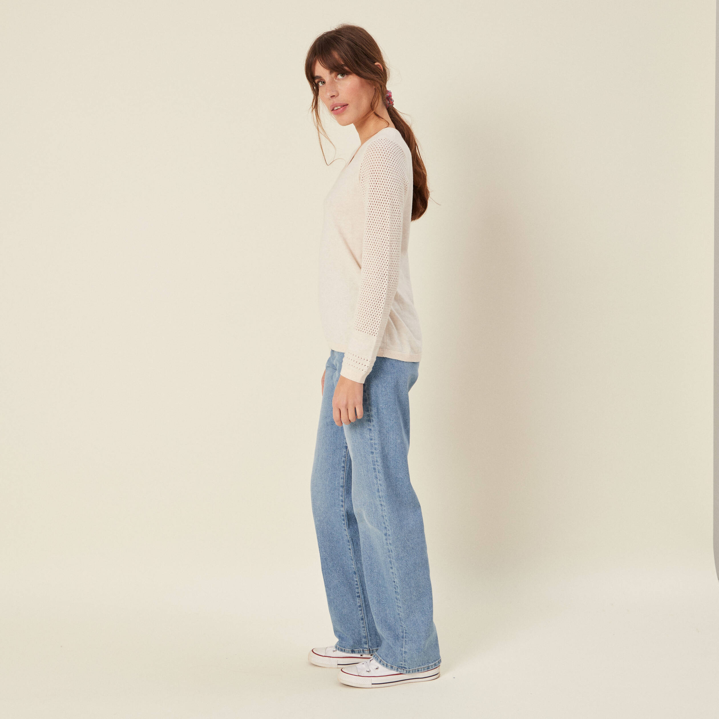 pull a manches longues creme femme Pull à manches longues creme femme