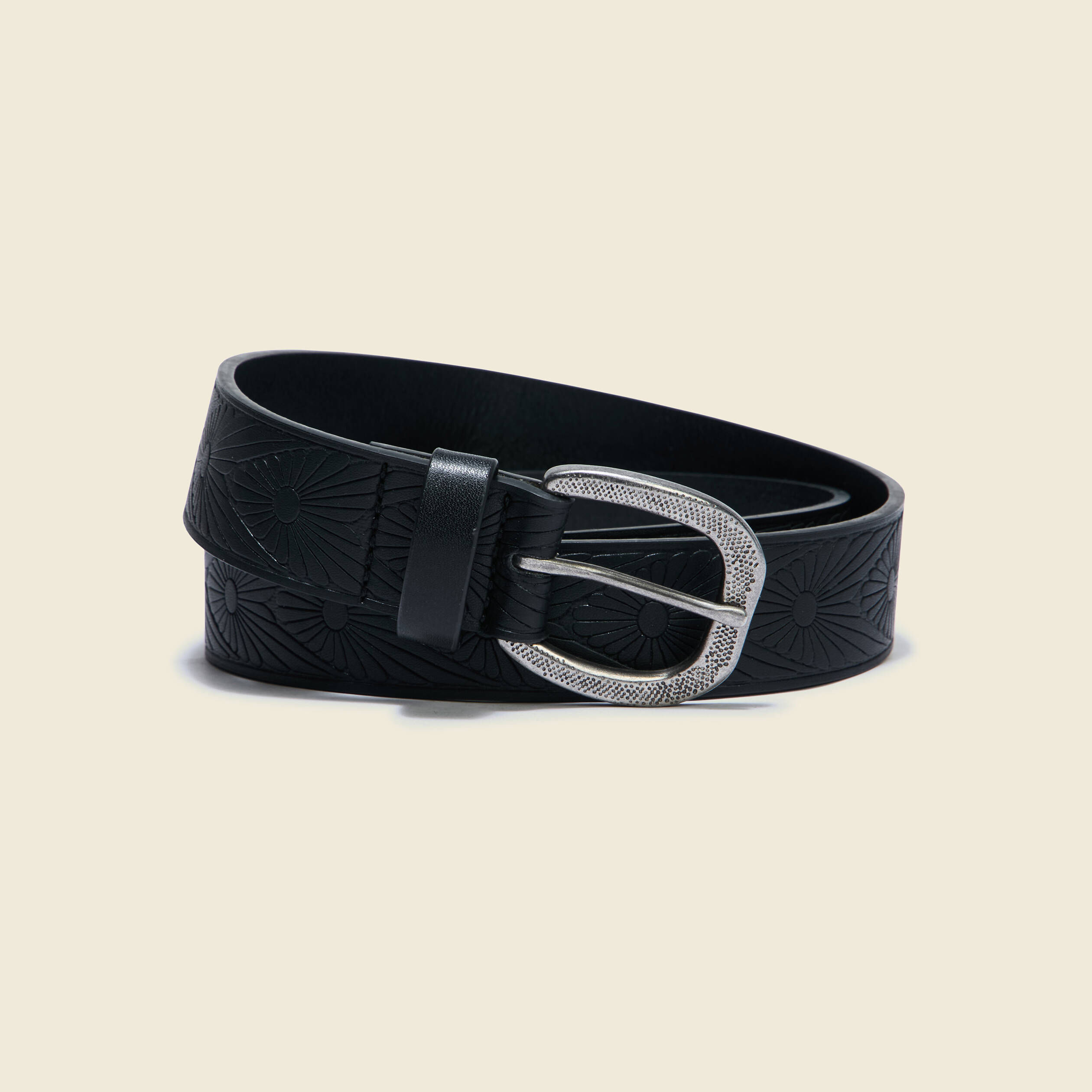 Ceinture emboss&eacute;e noir femme