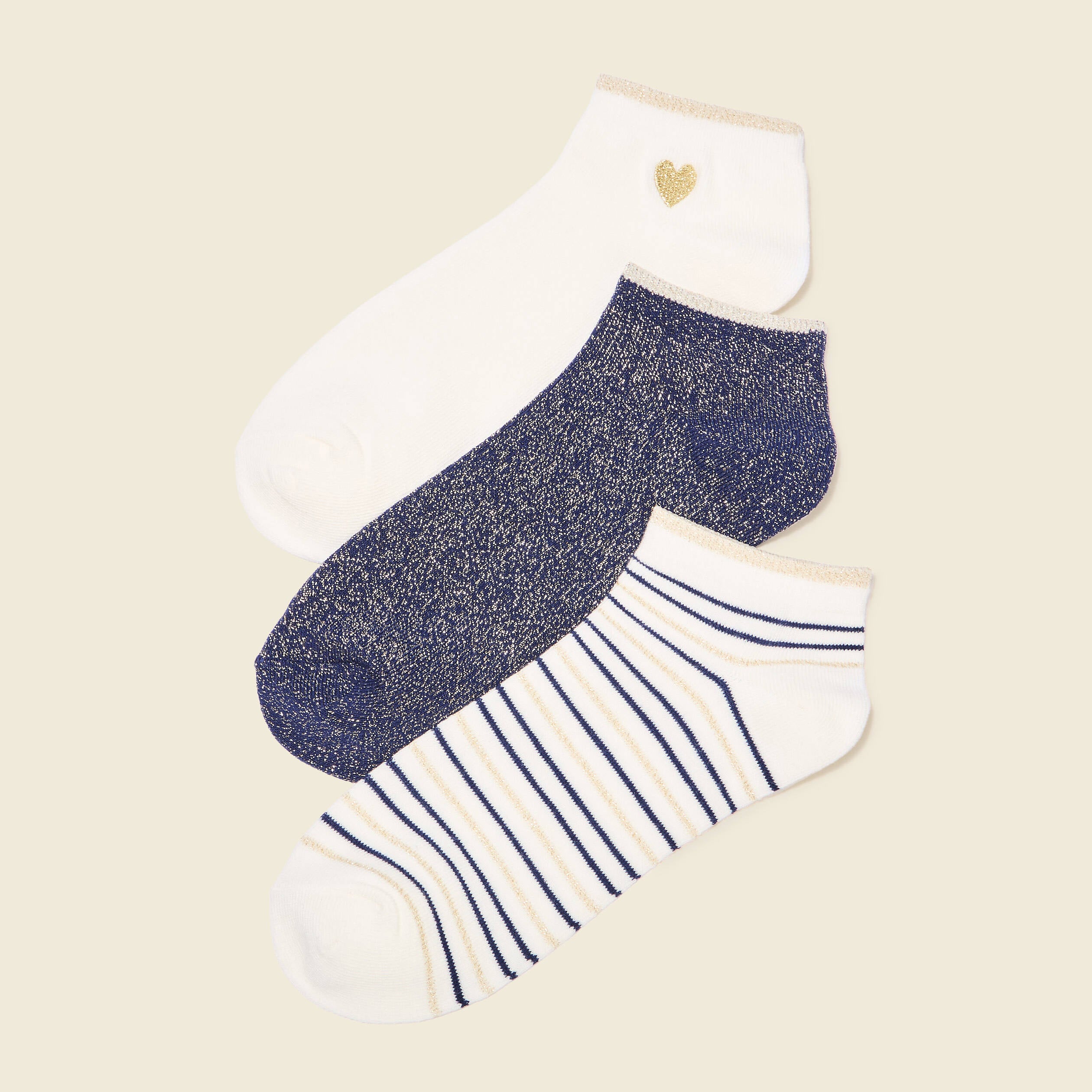 Lot 3 paires chaussettes bleu fonc&eacute; femme