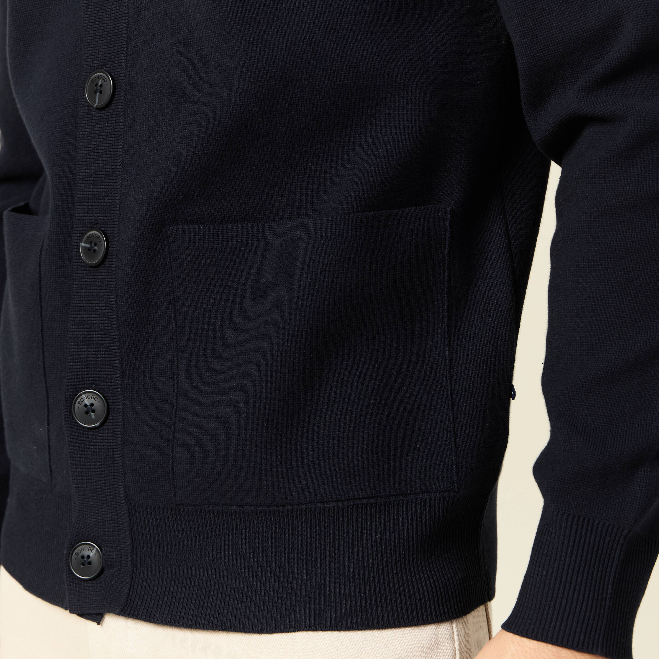 Gilet manches longues bleu marine homme