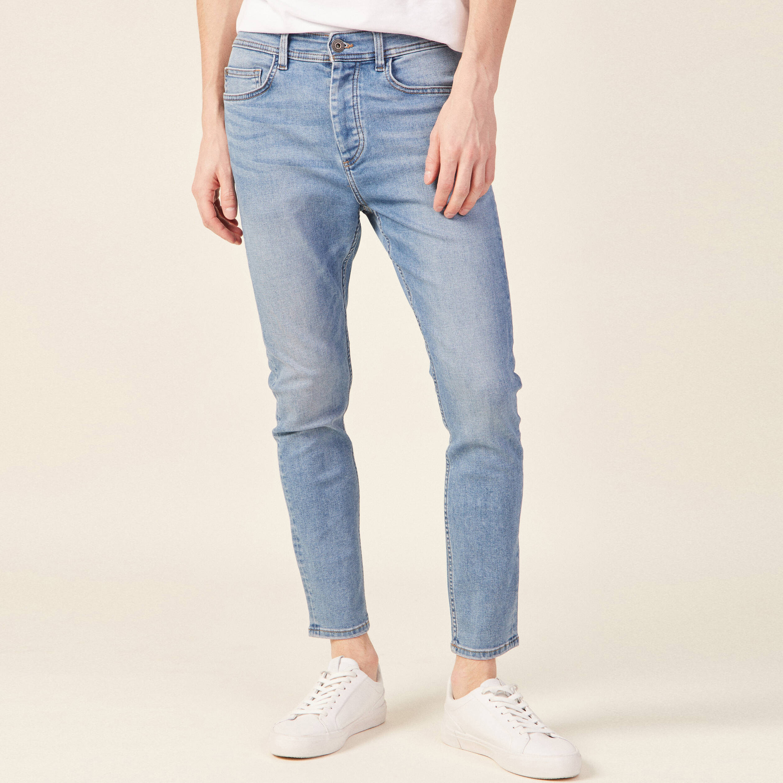 jeans tapered 5 poches denim used homme Jeans tapered 5 poches denim used homme