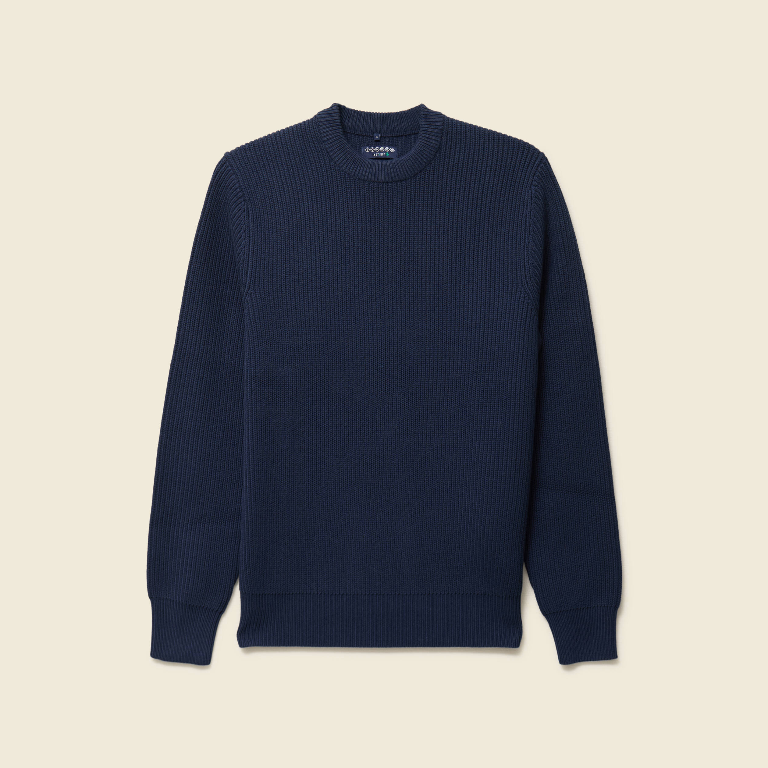 Pull fin manches longues col rond bleu marine homme