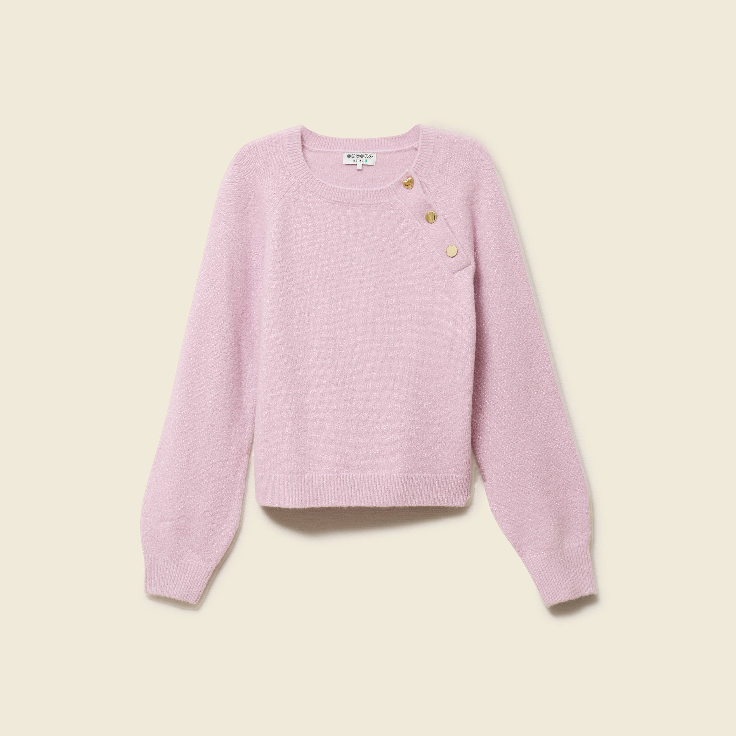 Pull manches longues col rond mauve femme