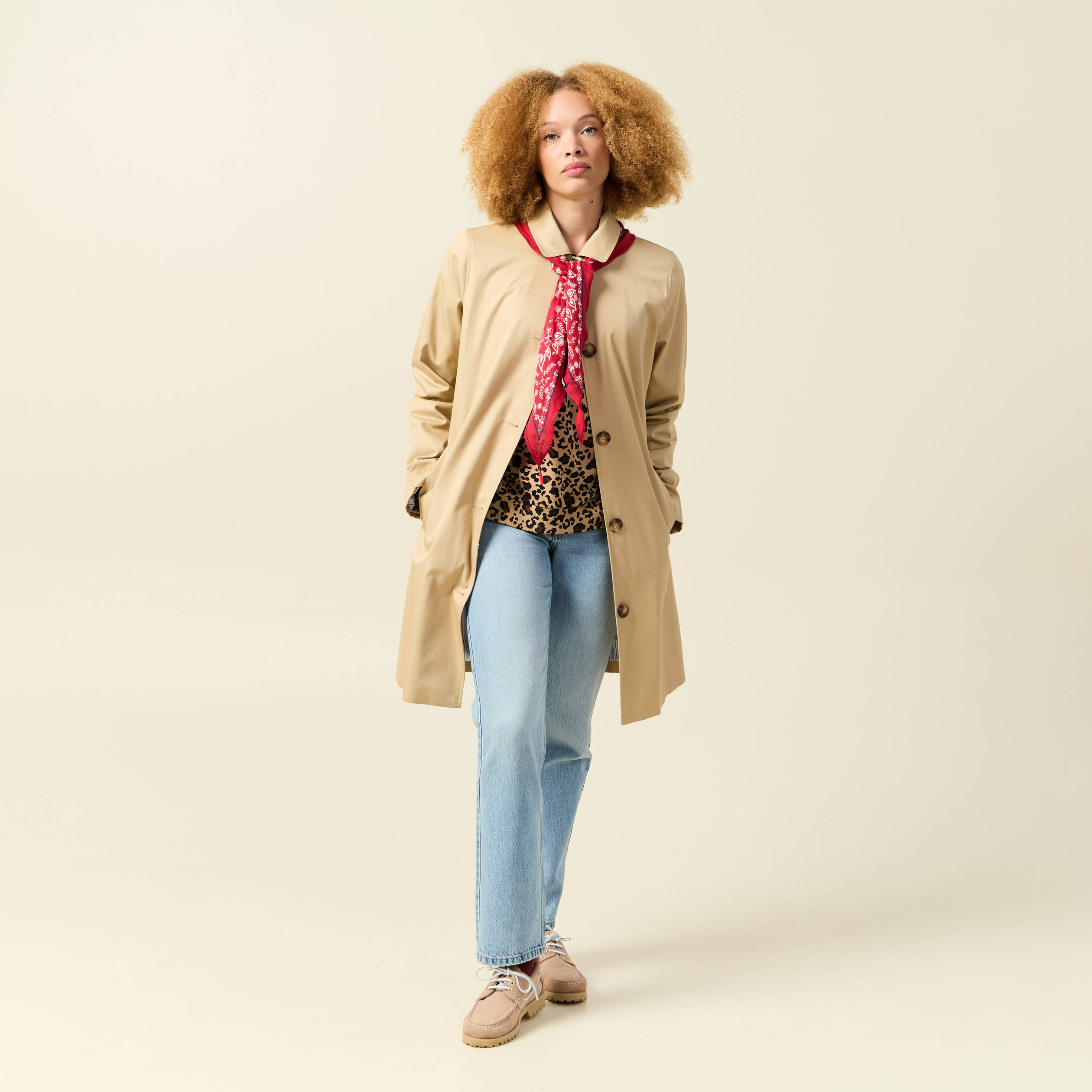 Sweat col rond manches longues beige femme Vibs