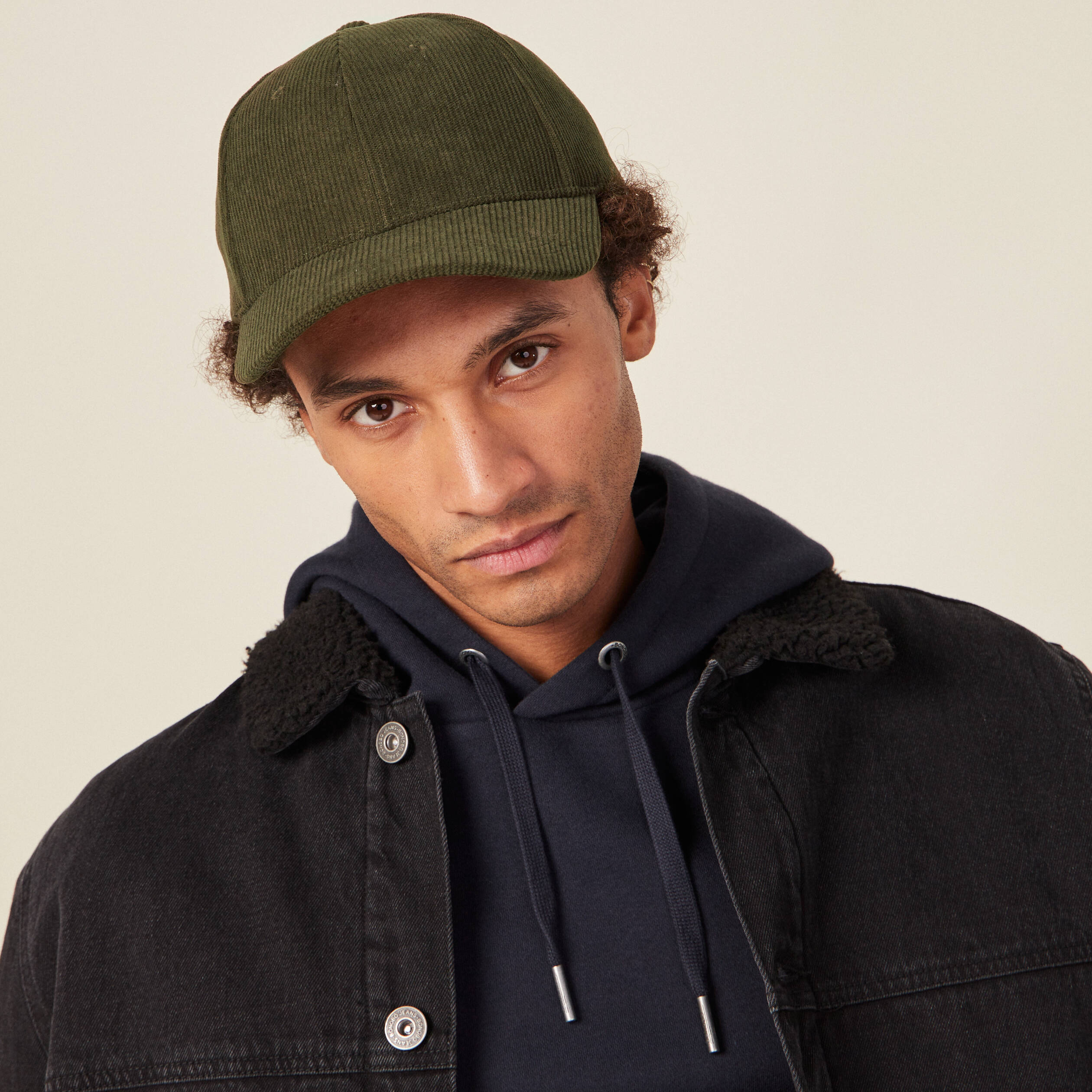 Casquette velours côtelé beige homme