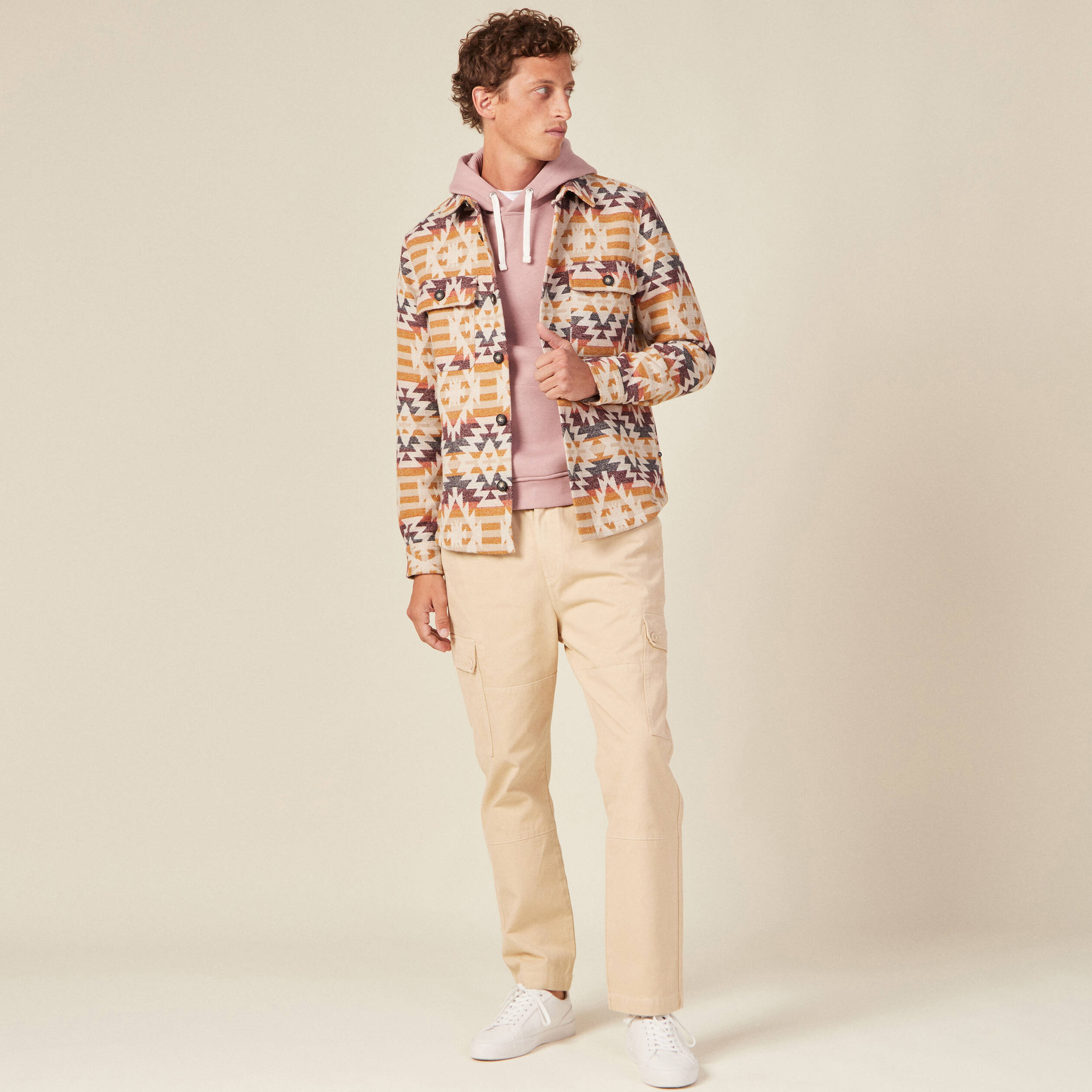 Pantalon cargo beige homme