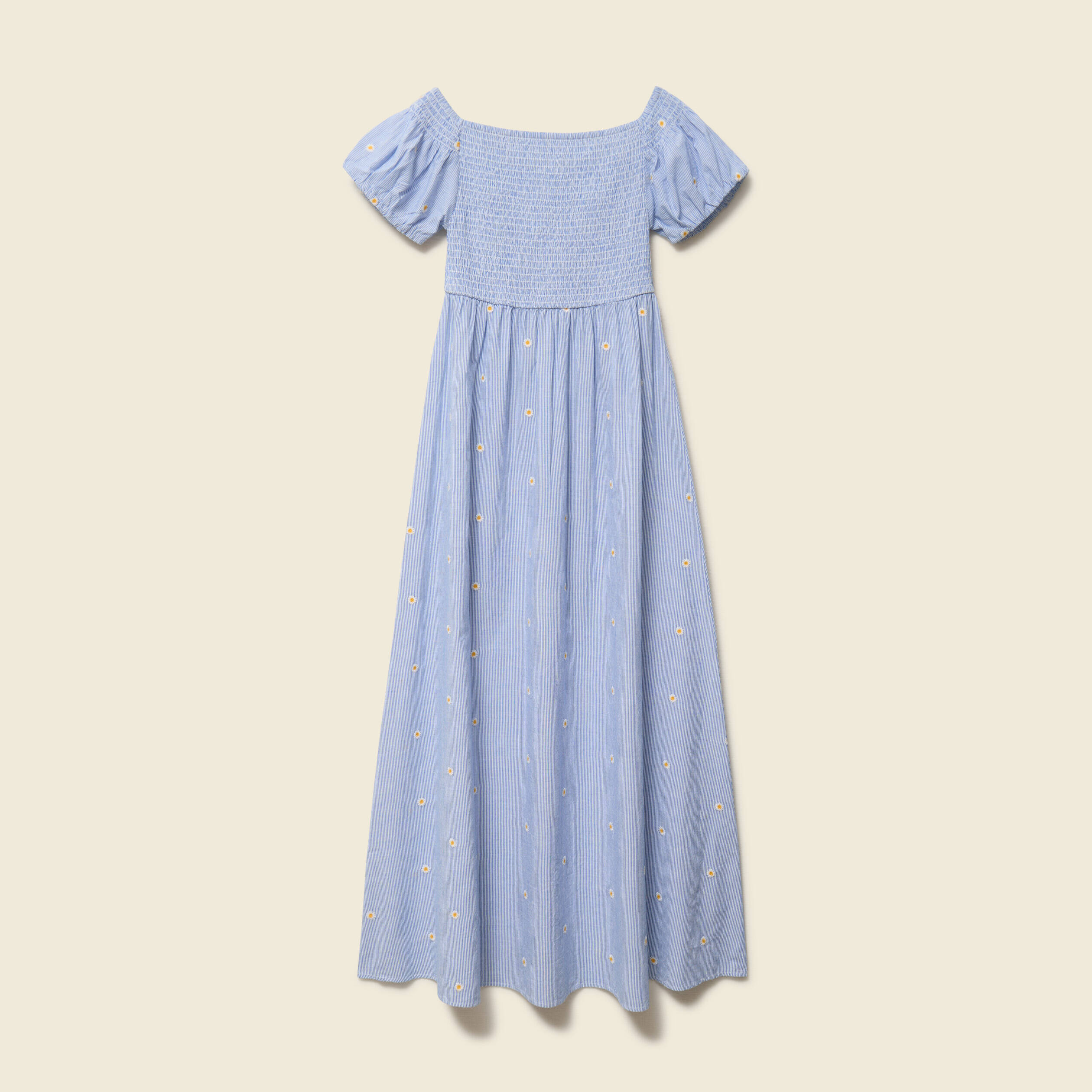 Robe col carr&eacute; manches courtes coton blanc femme