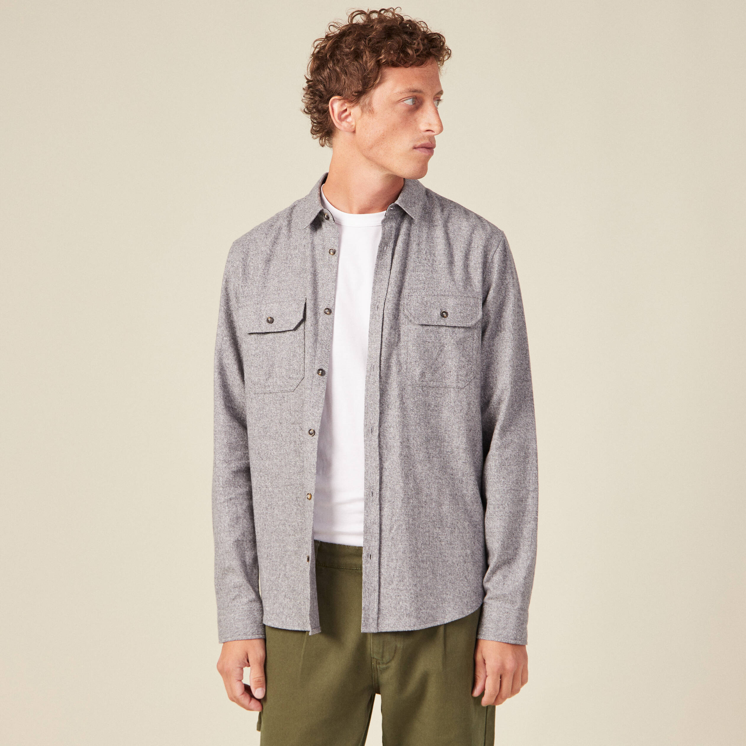 Chemise manches longues ecru homme