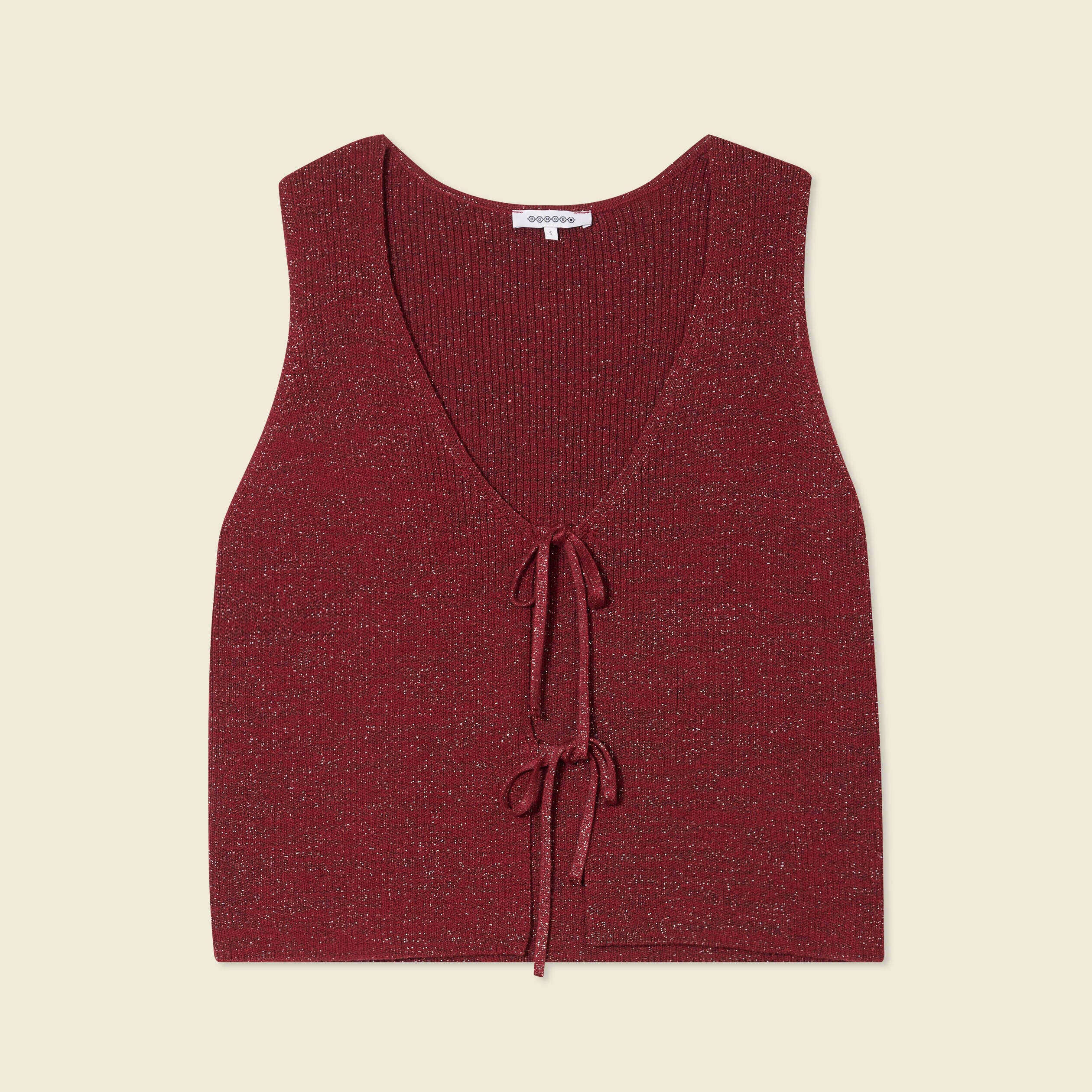 D&eacute;bardeur tricot nou&eacute; rose framboise femme