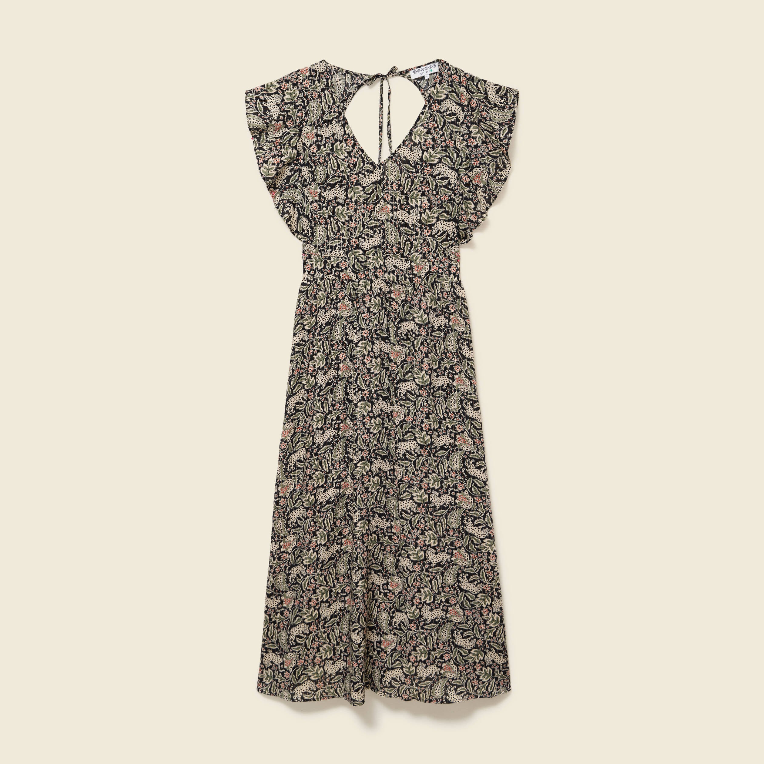 Robe longue &eacute;vas&eacute;e col v manches courtes noir femme