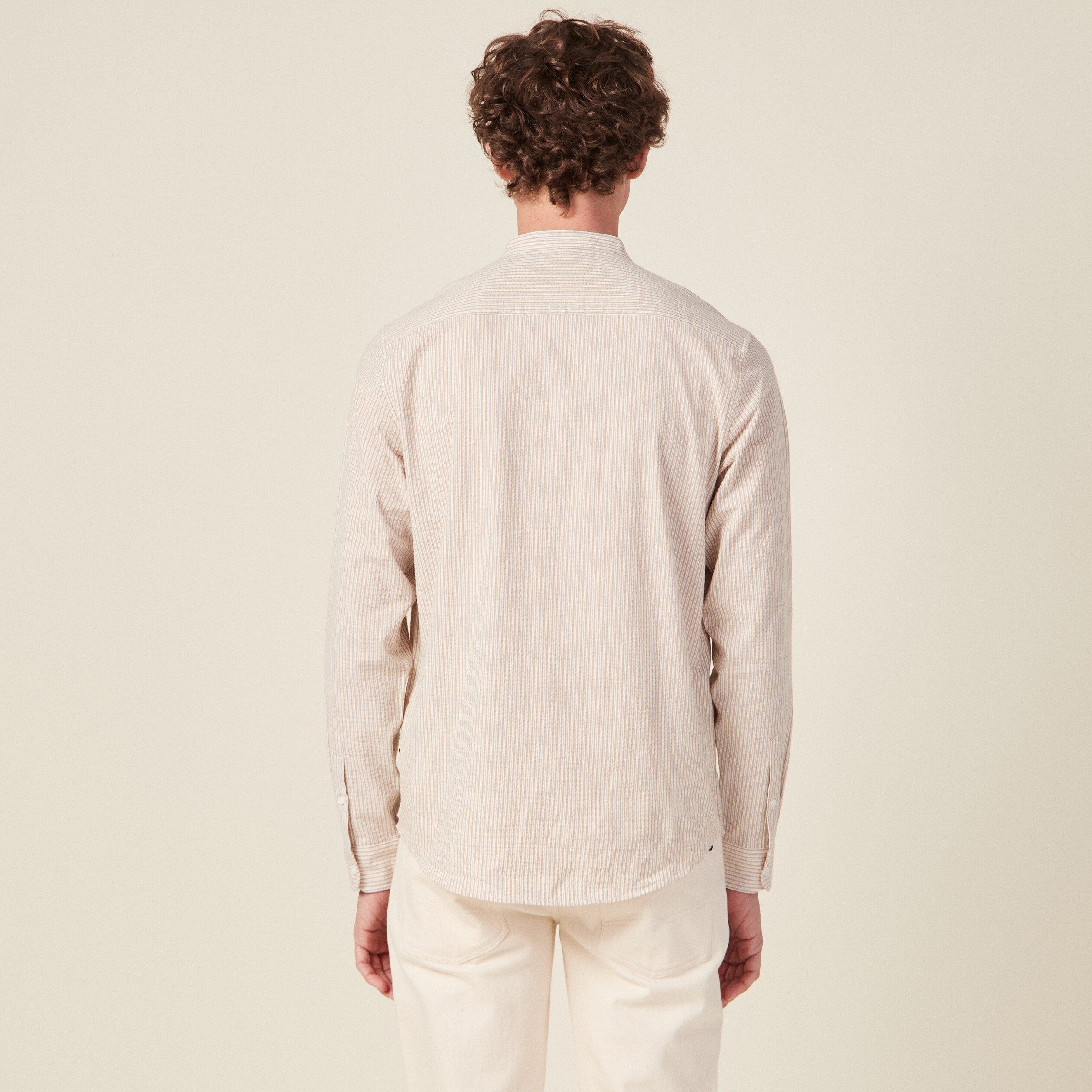 Chemise manches longues beige homme