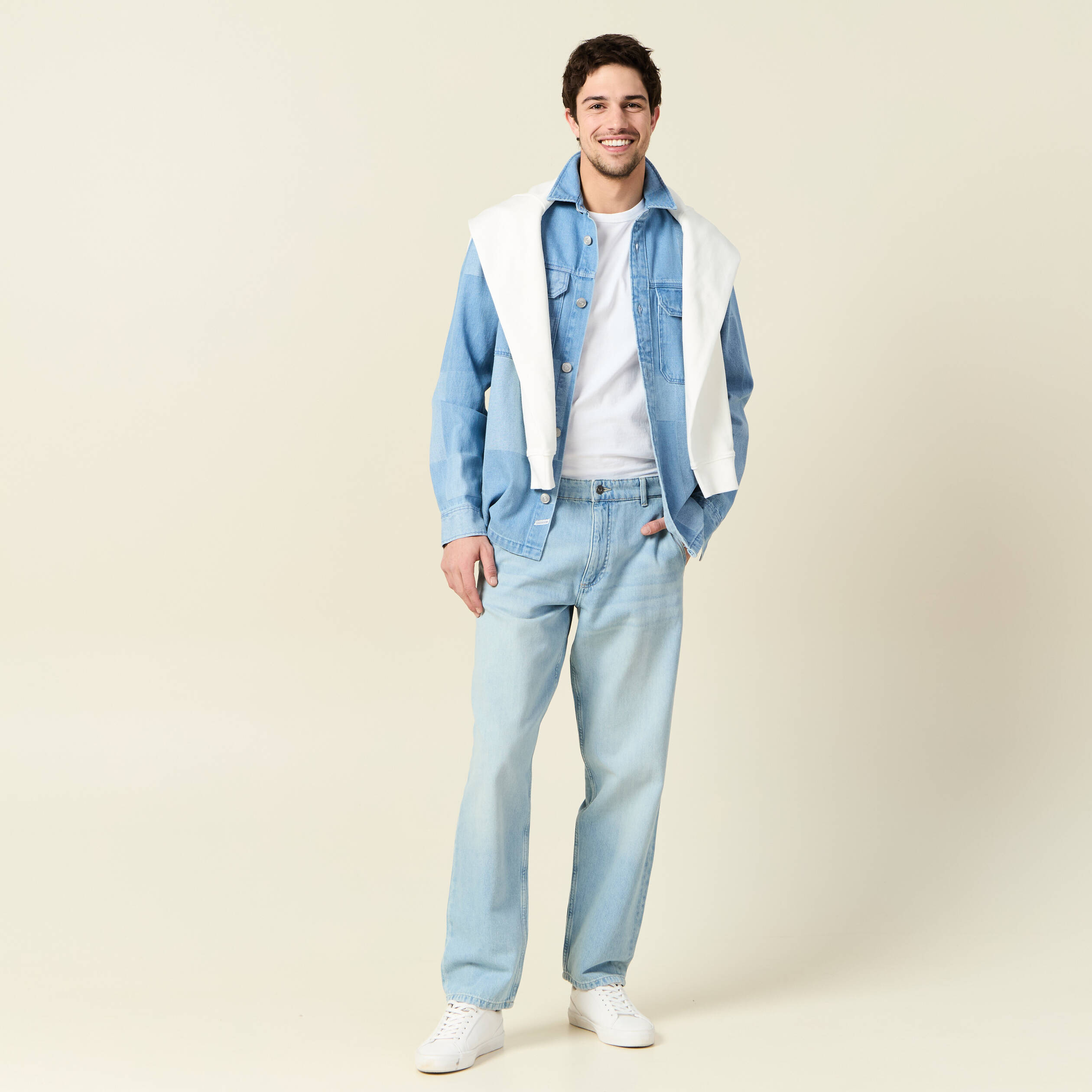 Jeans chino relax denim bleach homme