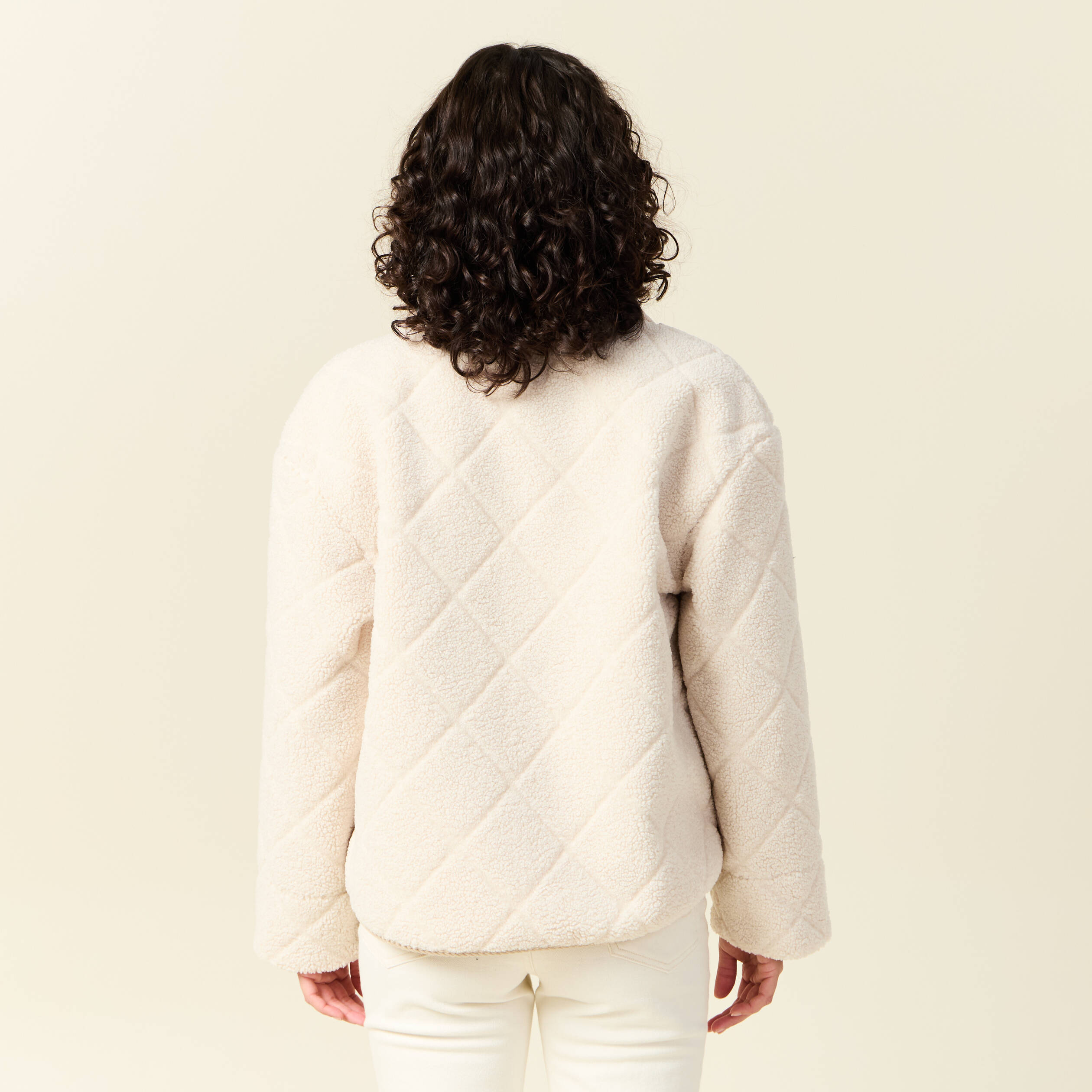 Blouson bouclette creme femme