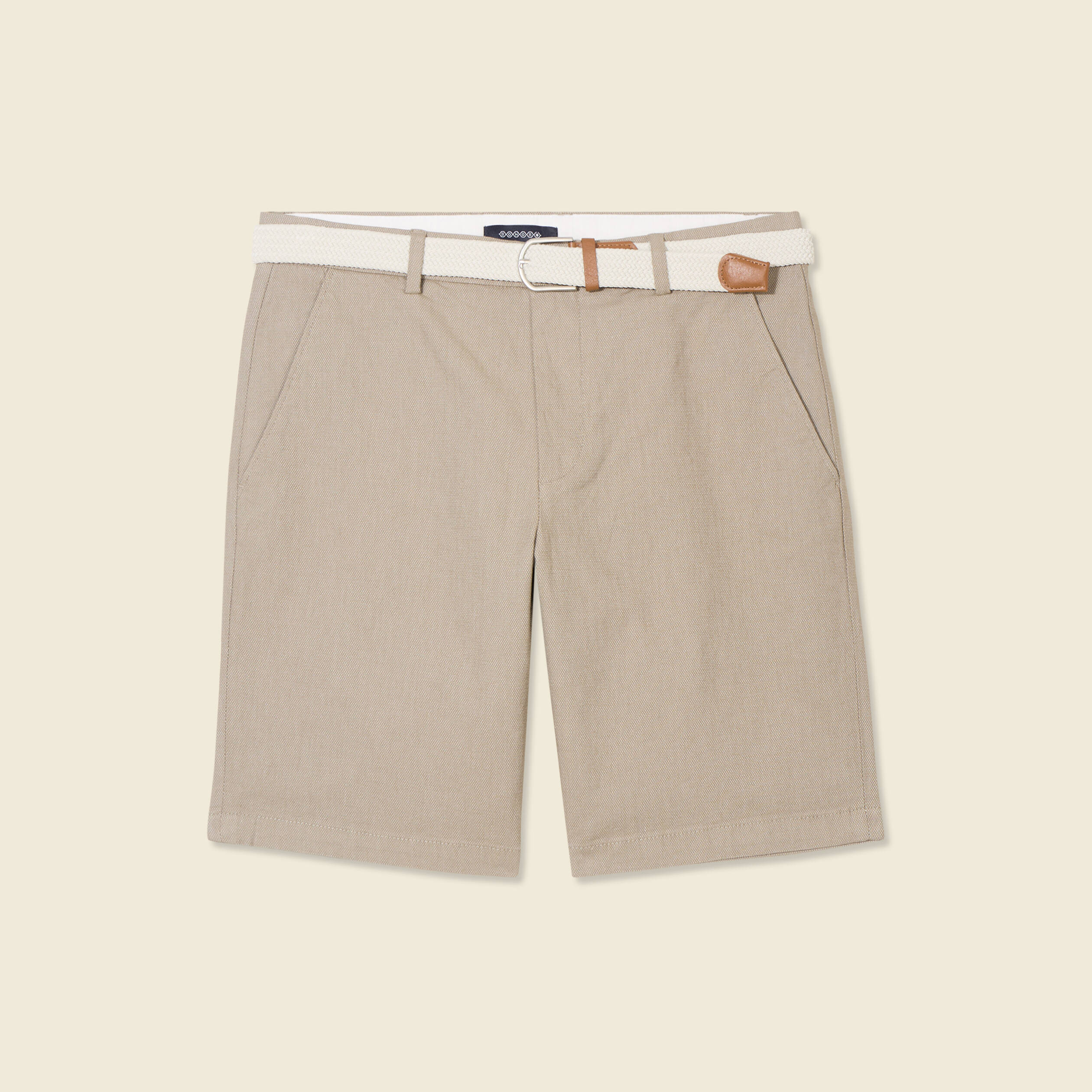 Bermuda droit chino ceinture sable homme