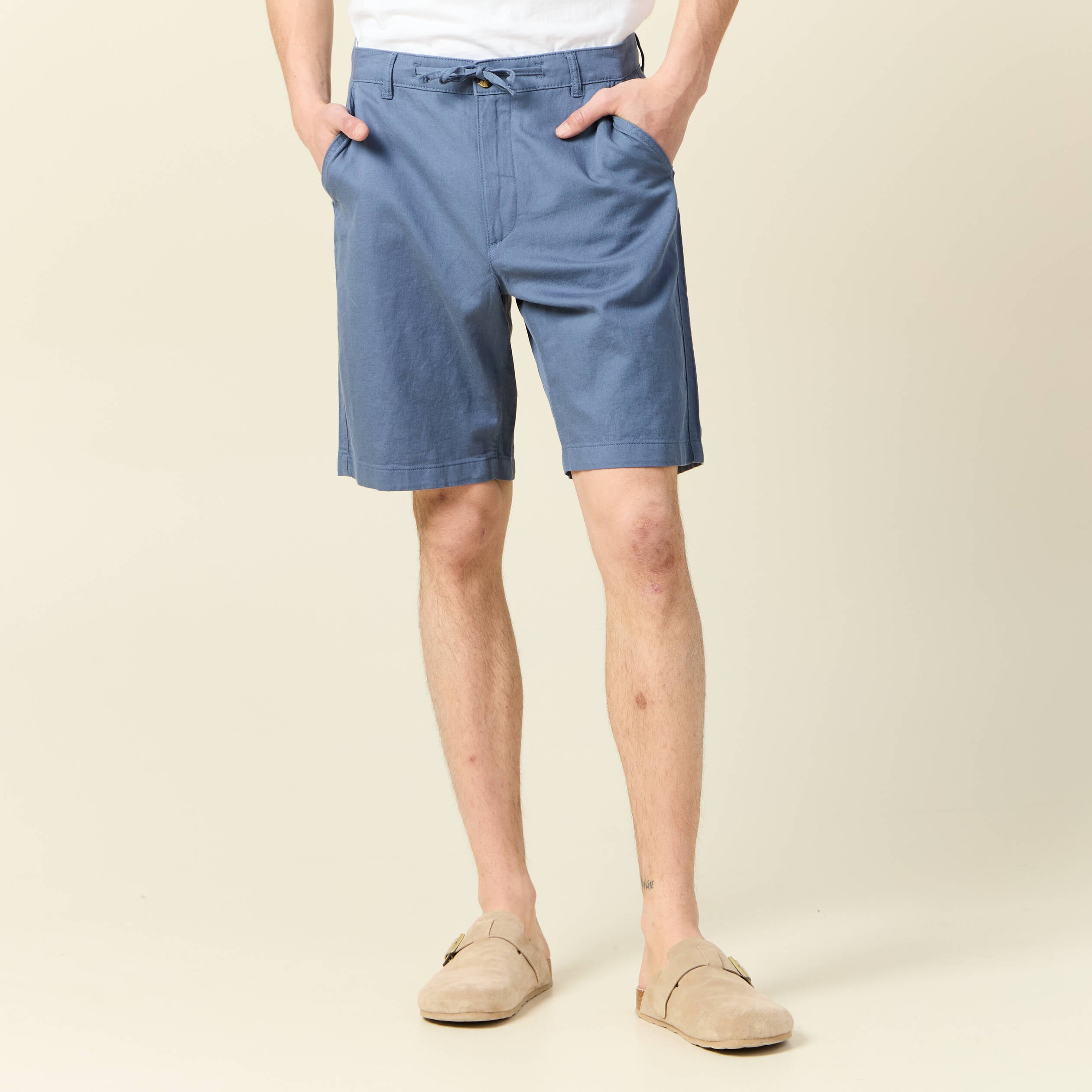 Bermuda droit bleu fonc&eacute; homme