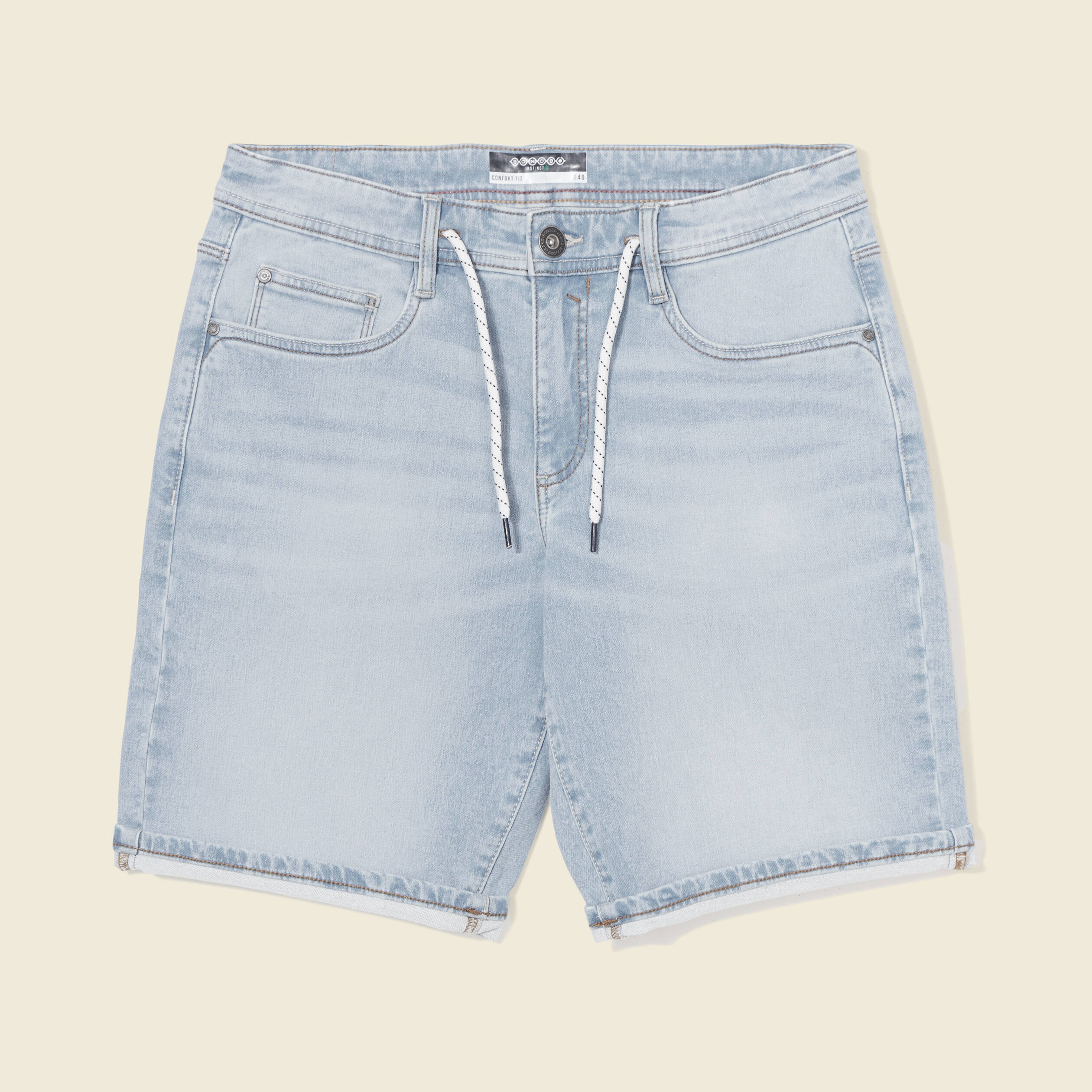 bermuda confort ultra stretch denim bleach homme Bermuda confort ultra stretch denim bleach homme