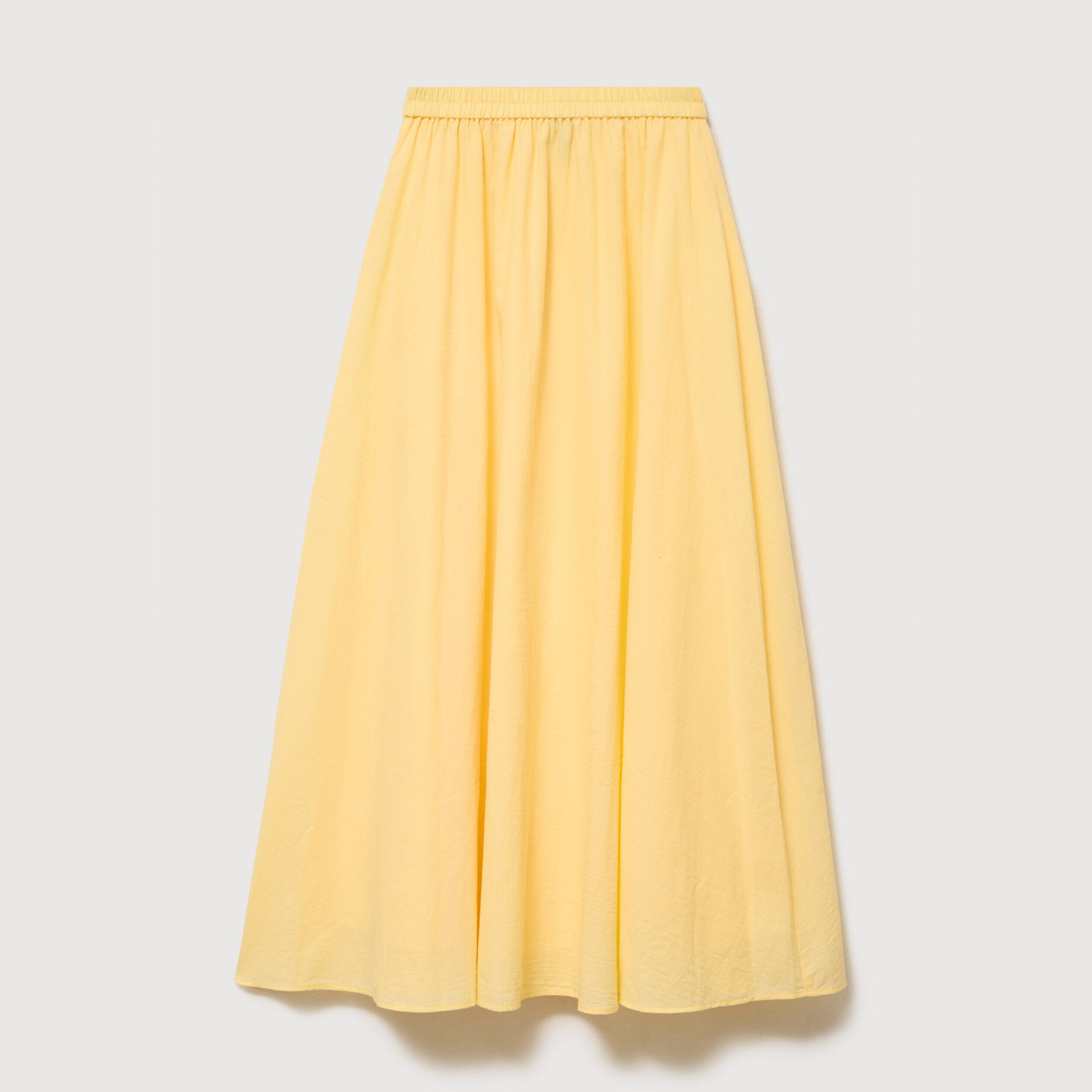 Jupe longue &eacute;vas&eacute;e en coton doubl&eacute;e jaune clair femme