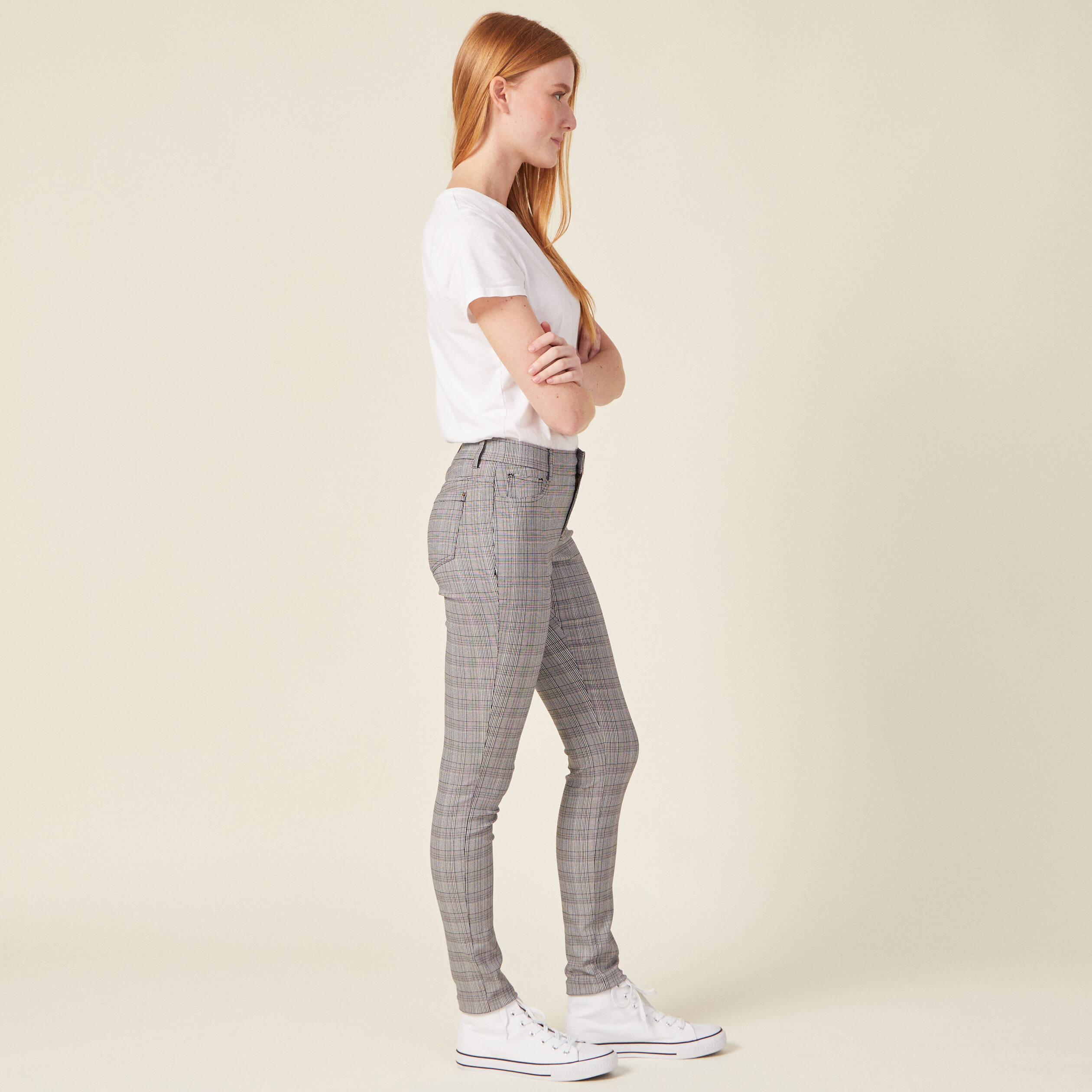 Pantalon gris slim femme deals