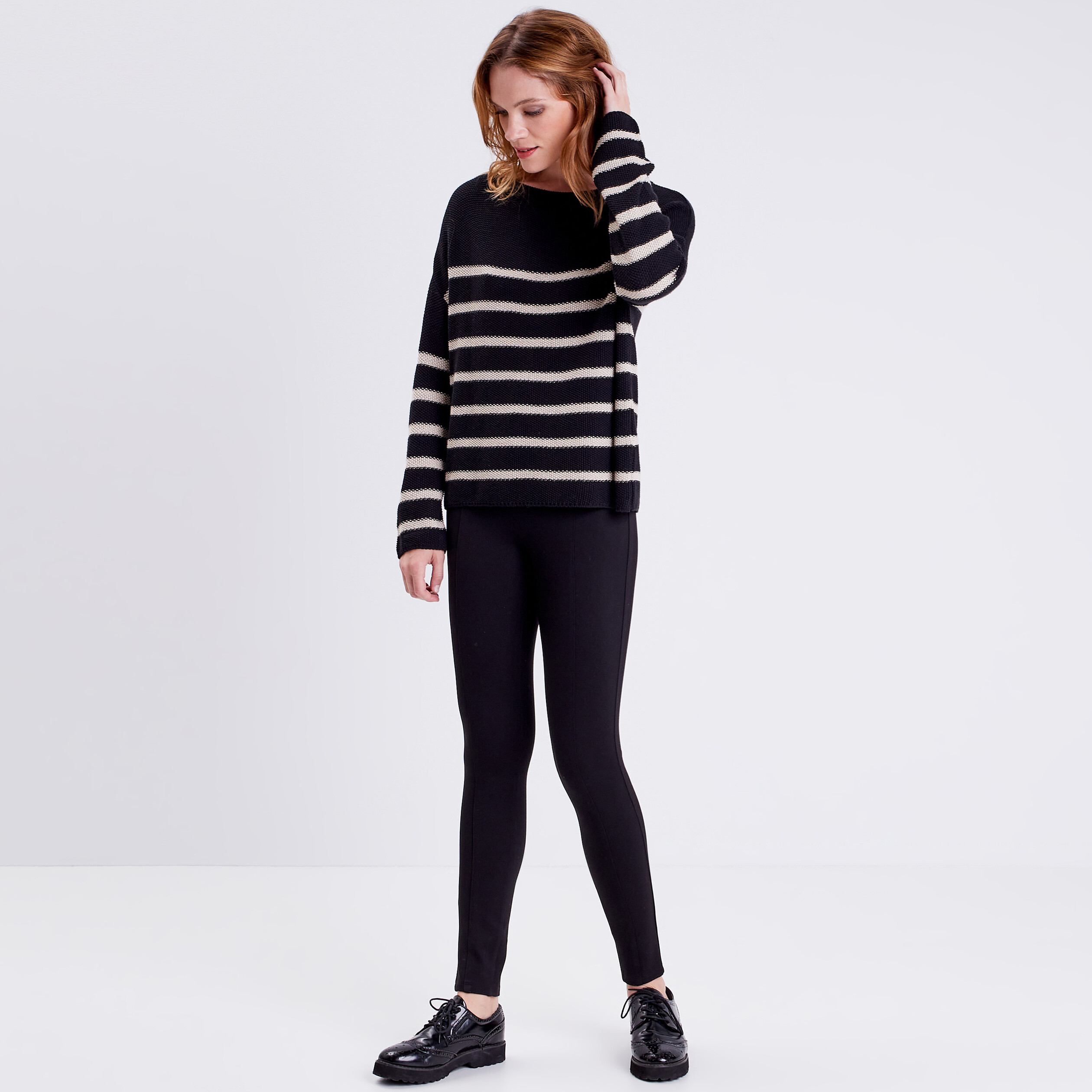 Pantalon jegging taille haute noir femme
