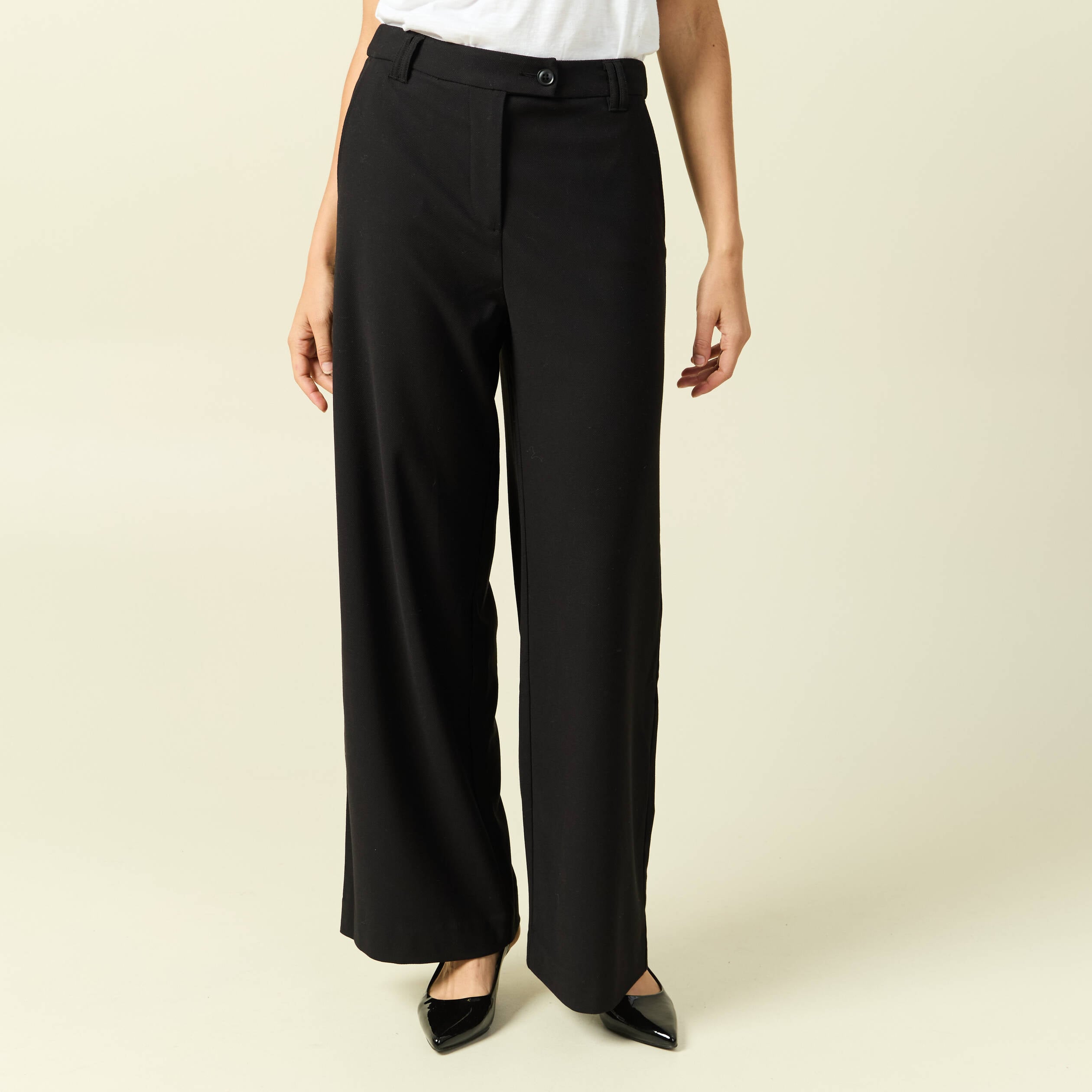 Pantalon loose taille standard fluide noir femme