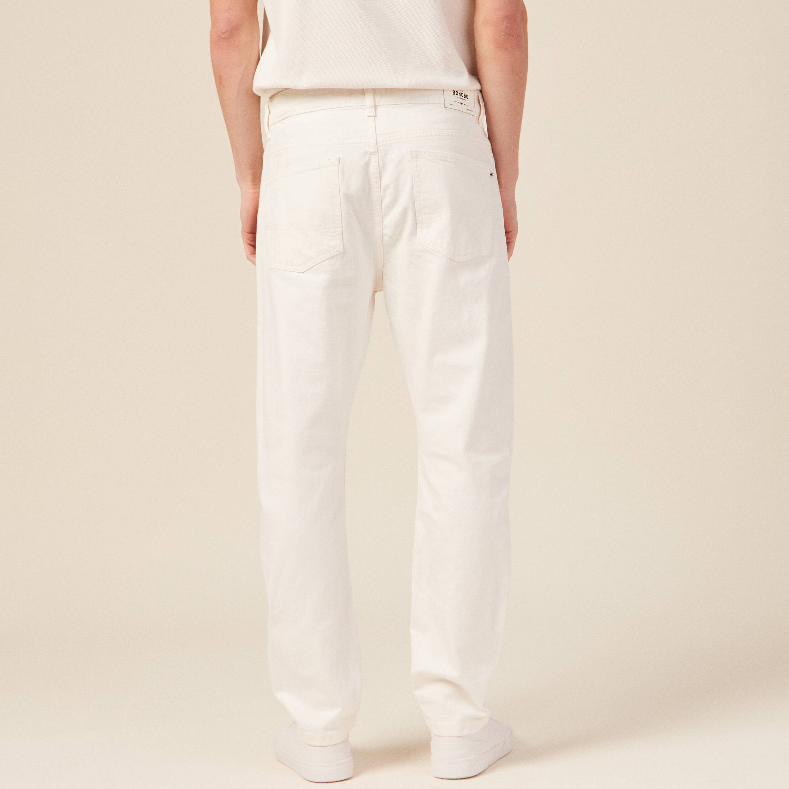 jeans straight 5 poches denim blanc homme Jeans straight 5 poches denim blanc homme