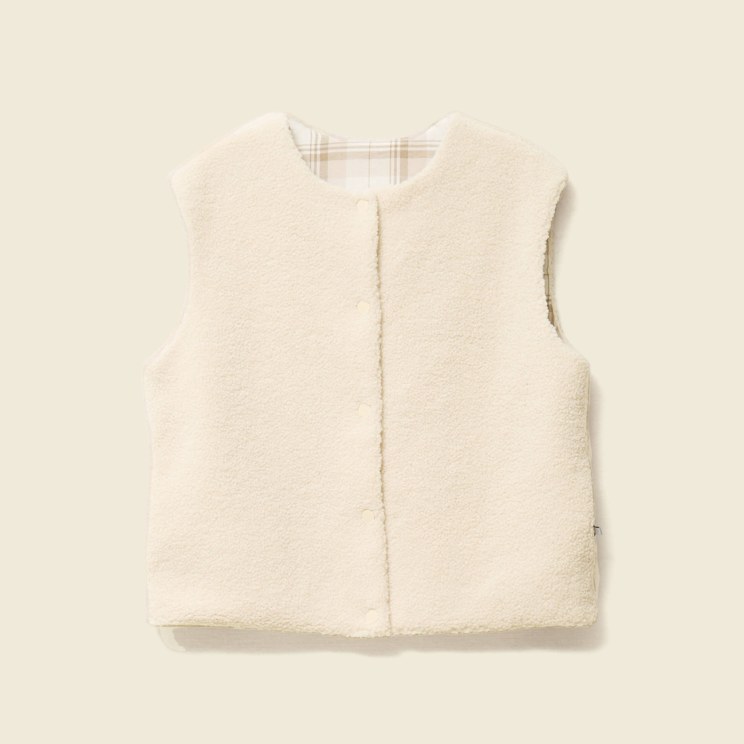 Gilet sans manches r&eacute;versible creme femme