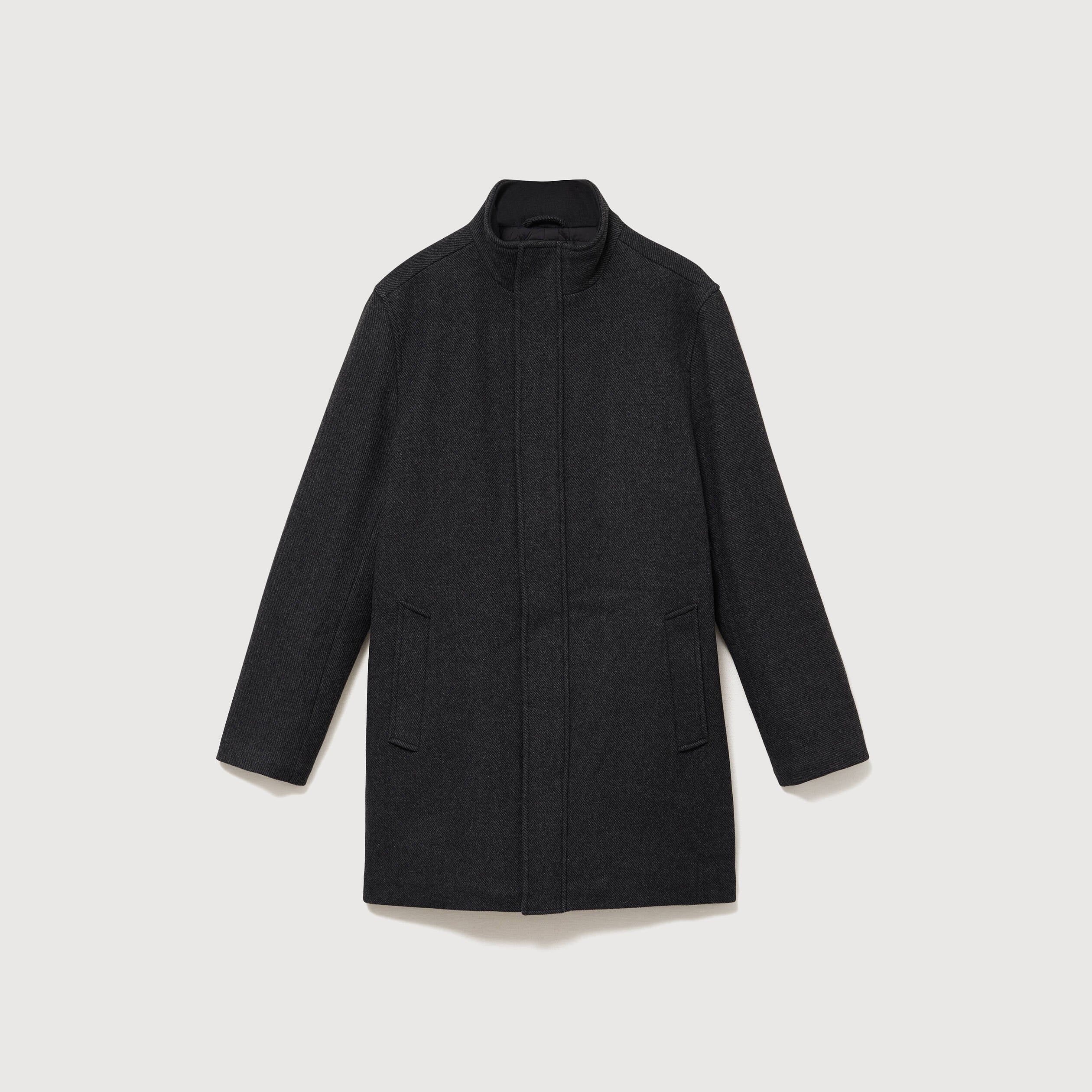 Pardessus droit long col montant noir homme
