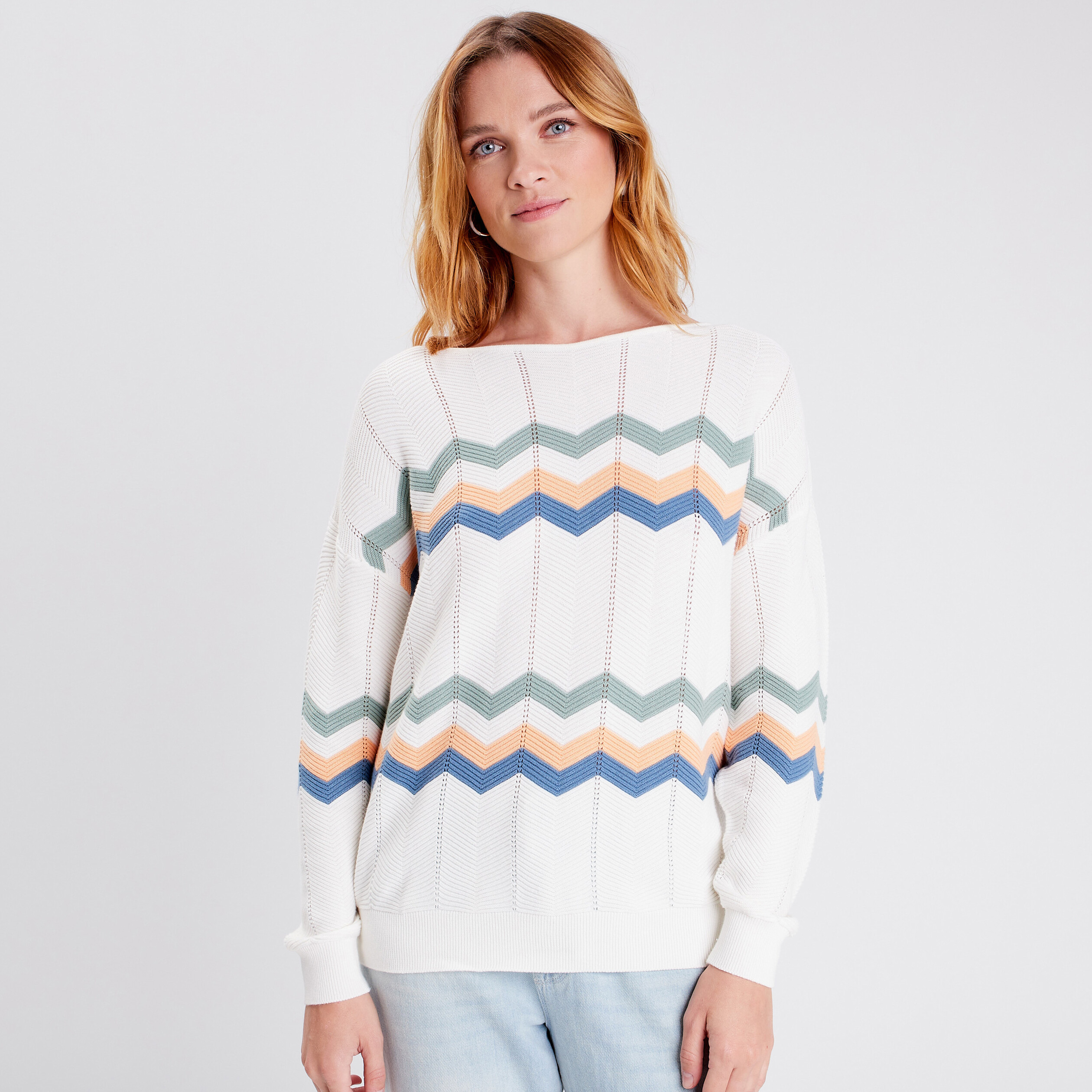 Pull manches longues ecru femme