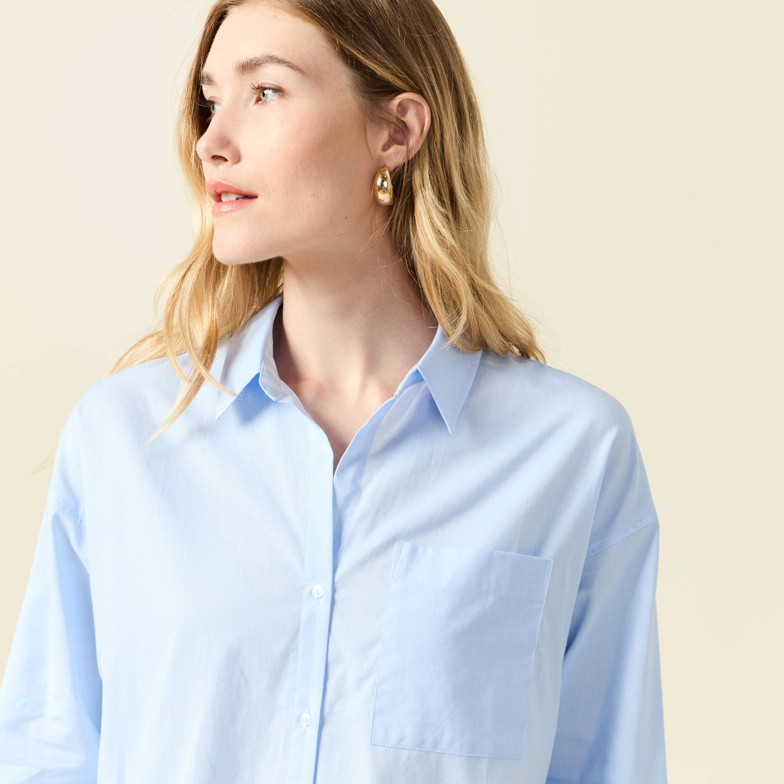 chemise manches longues bleu ciel femme Chemise manches longues bleu ciel femme
