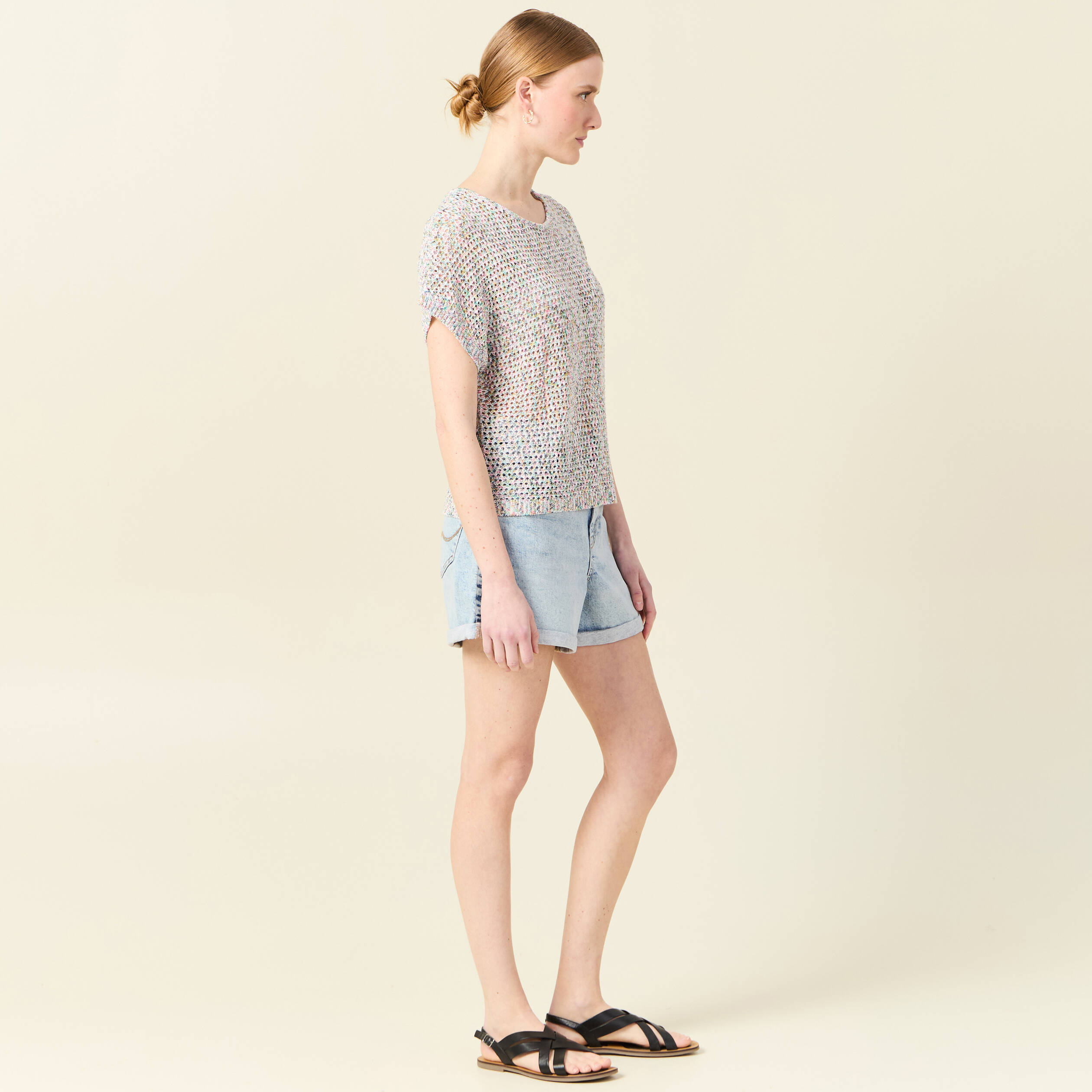 pull crochet manches courtes vert kaki femme Pull crochet manches courtes vert kaki femme