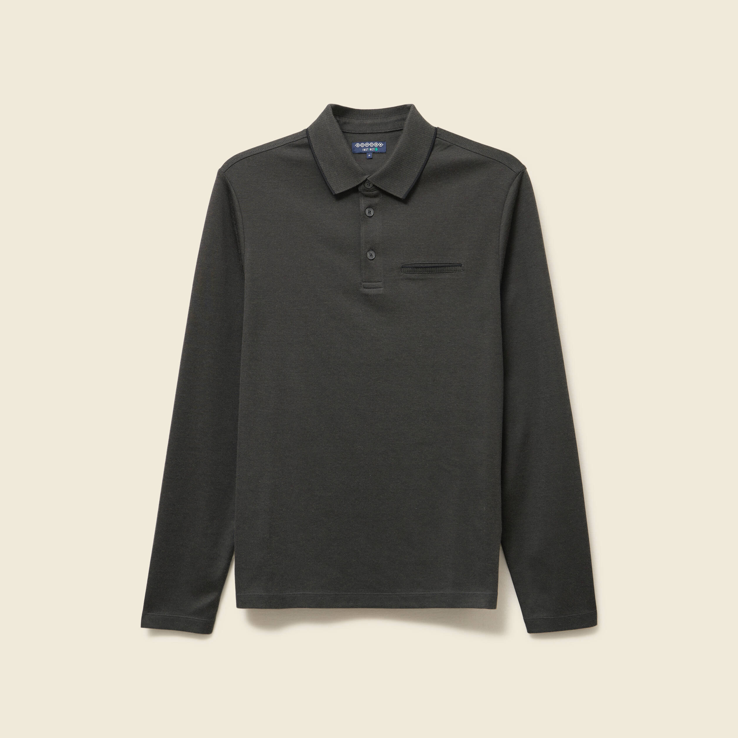 Polo cintr&eacute; manches longues noir homme