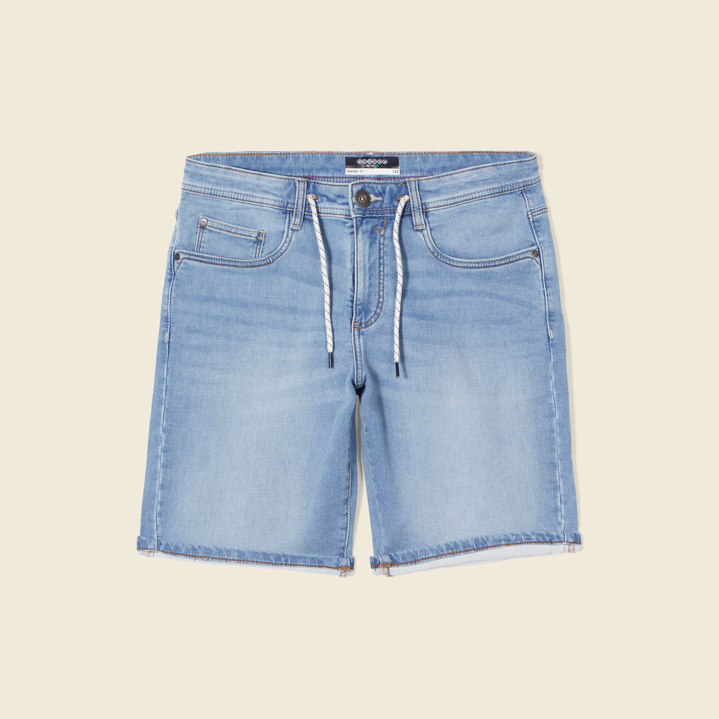 Bermuda éco-responsable denim bleach homme