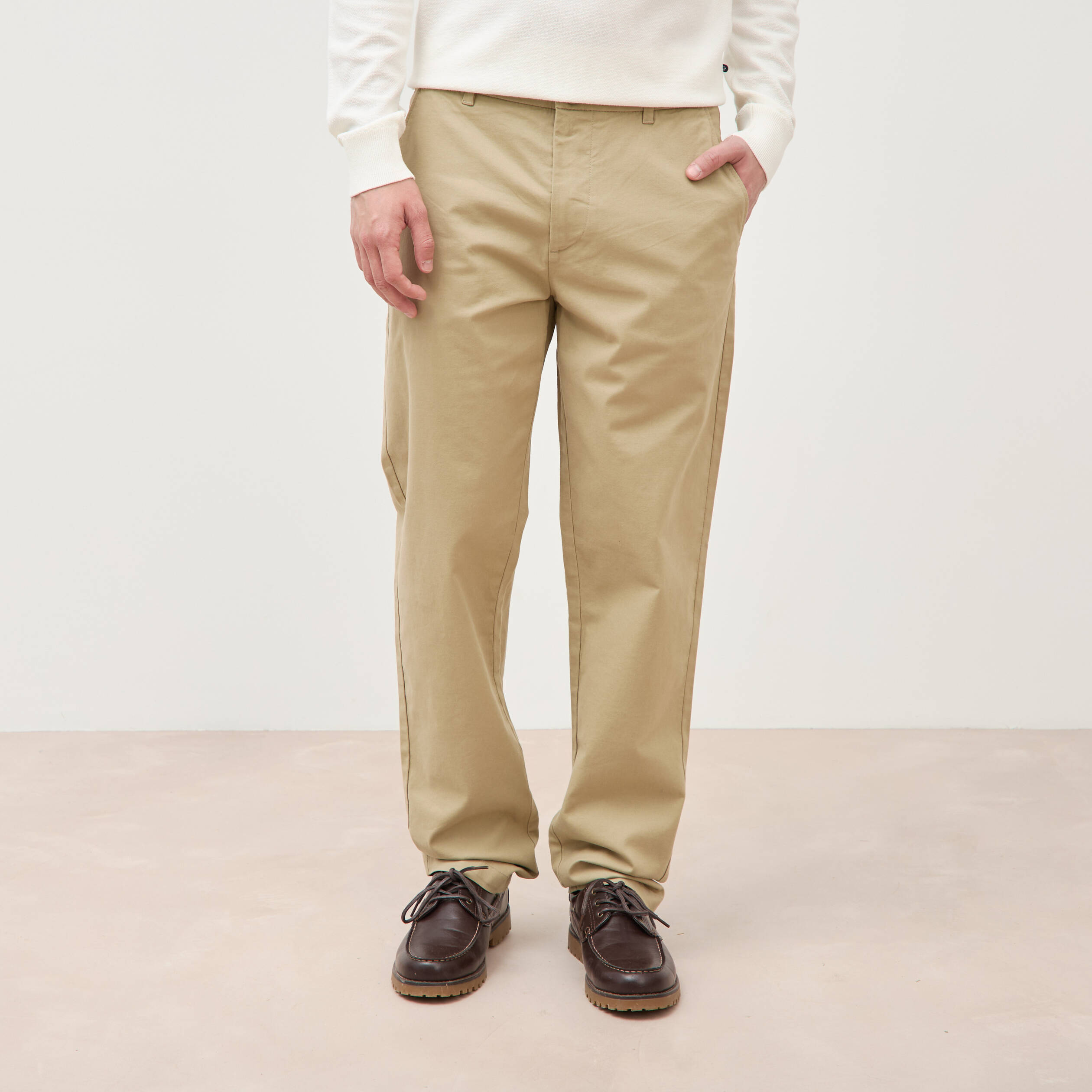 Pantalon regular longueur 32 taupe homme