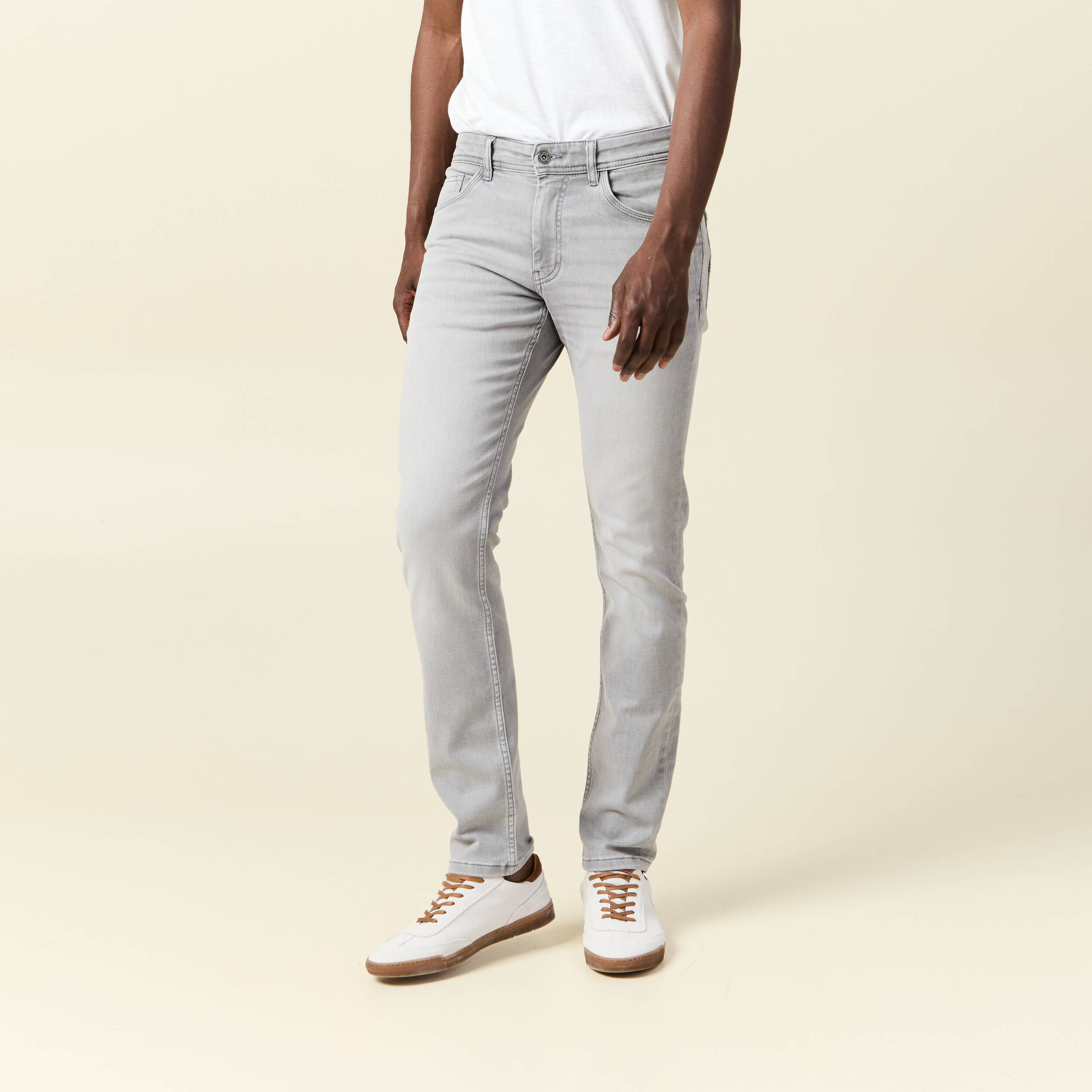 Jeans slim 5 poches denim snow gris homme