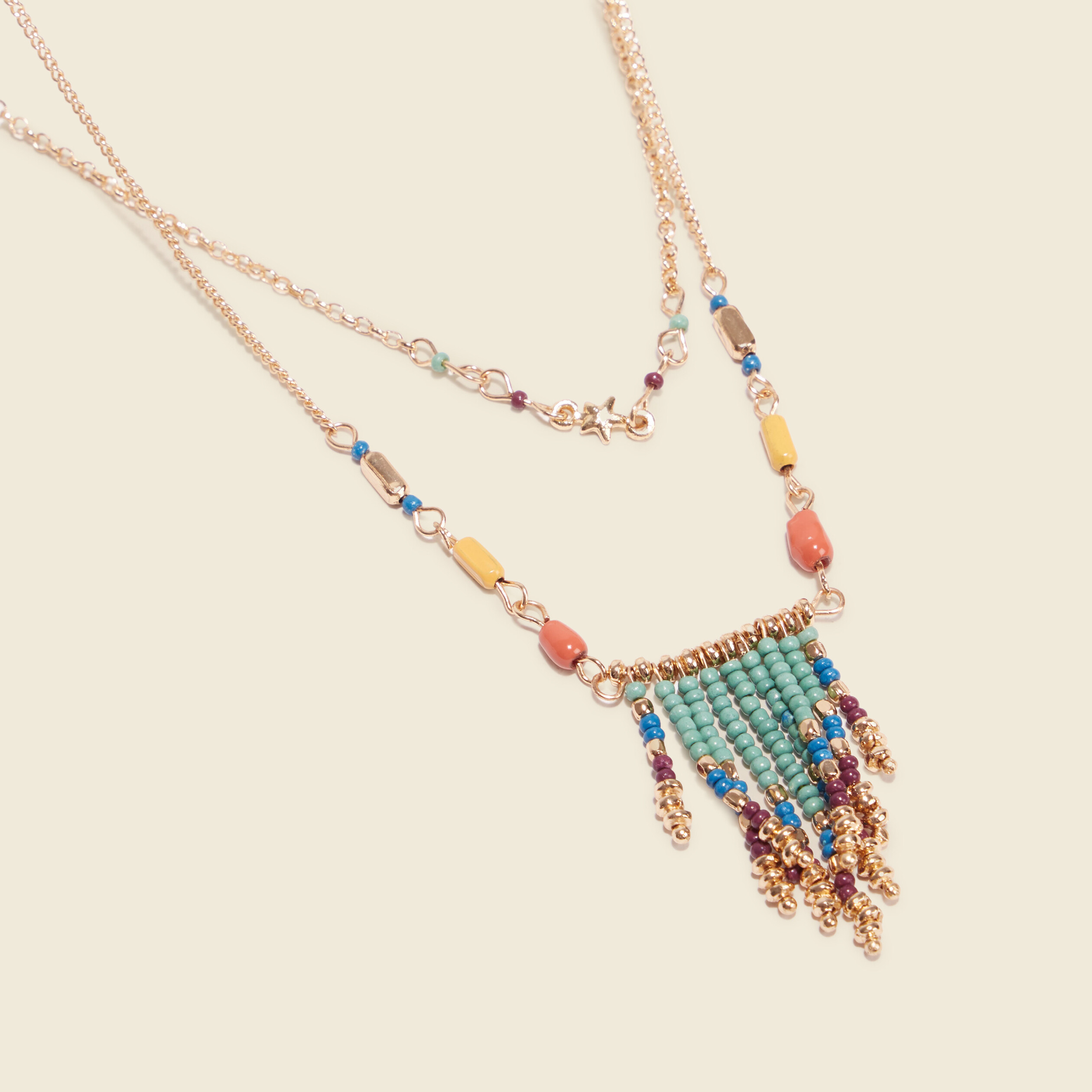 Collier 2 rangs à perles multicolore femme