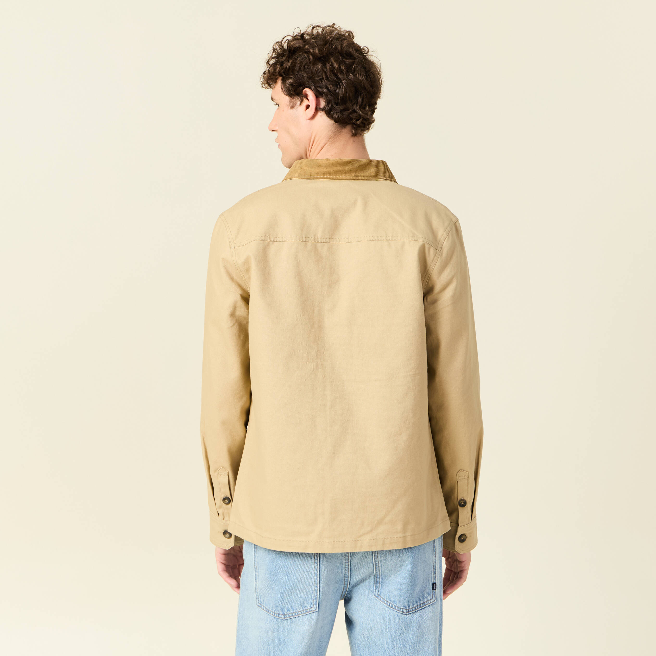 veste boutonnee col velours beige homme Veste boutonnée col velours beige homme