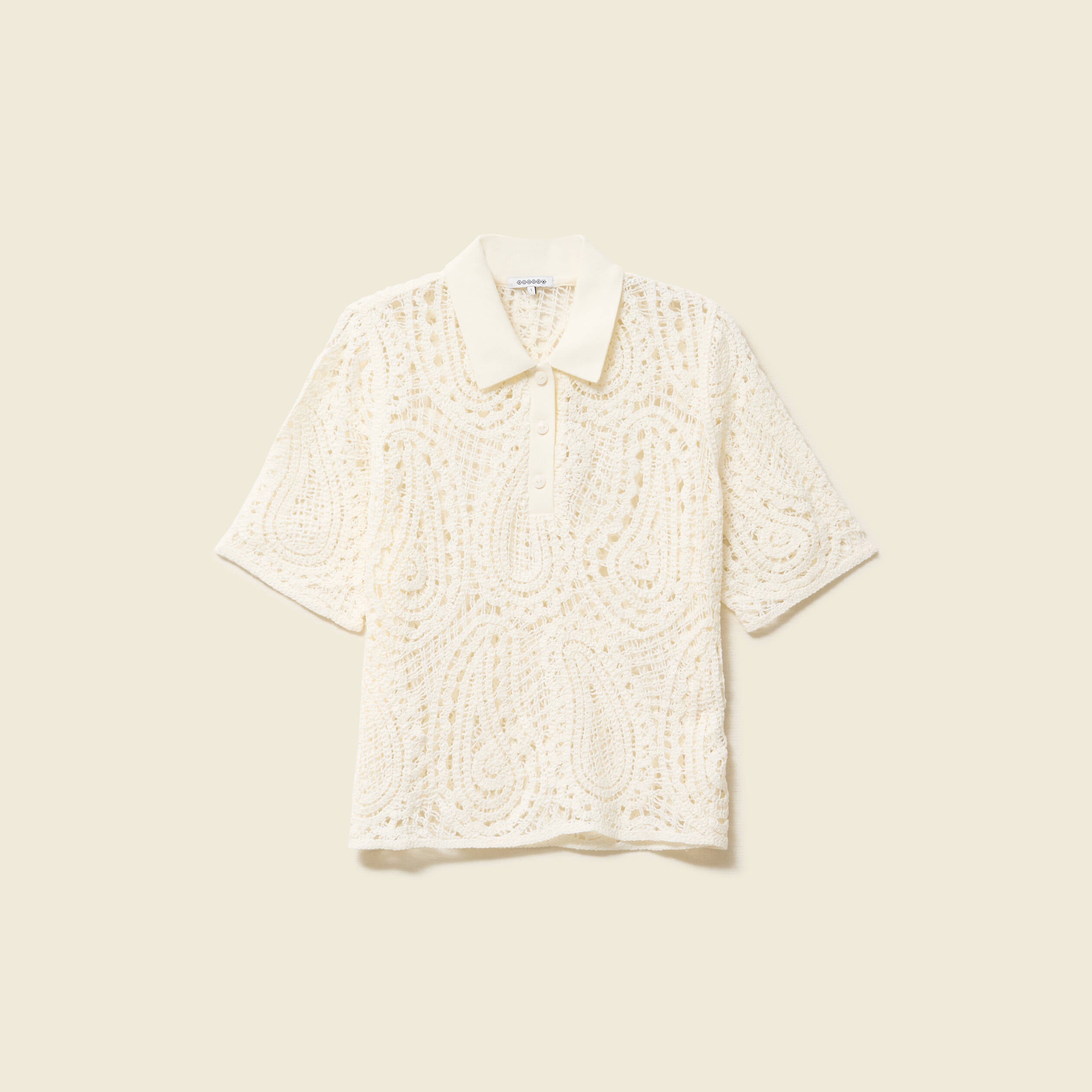 Polo coupe droite manches courtes ivoire femme