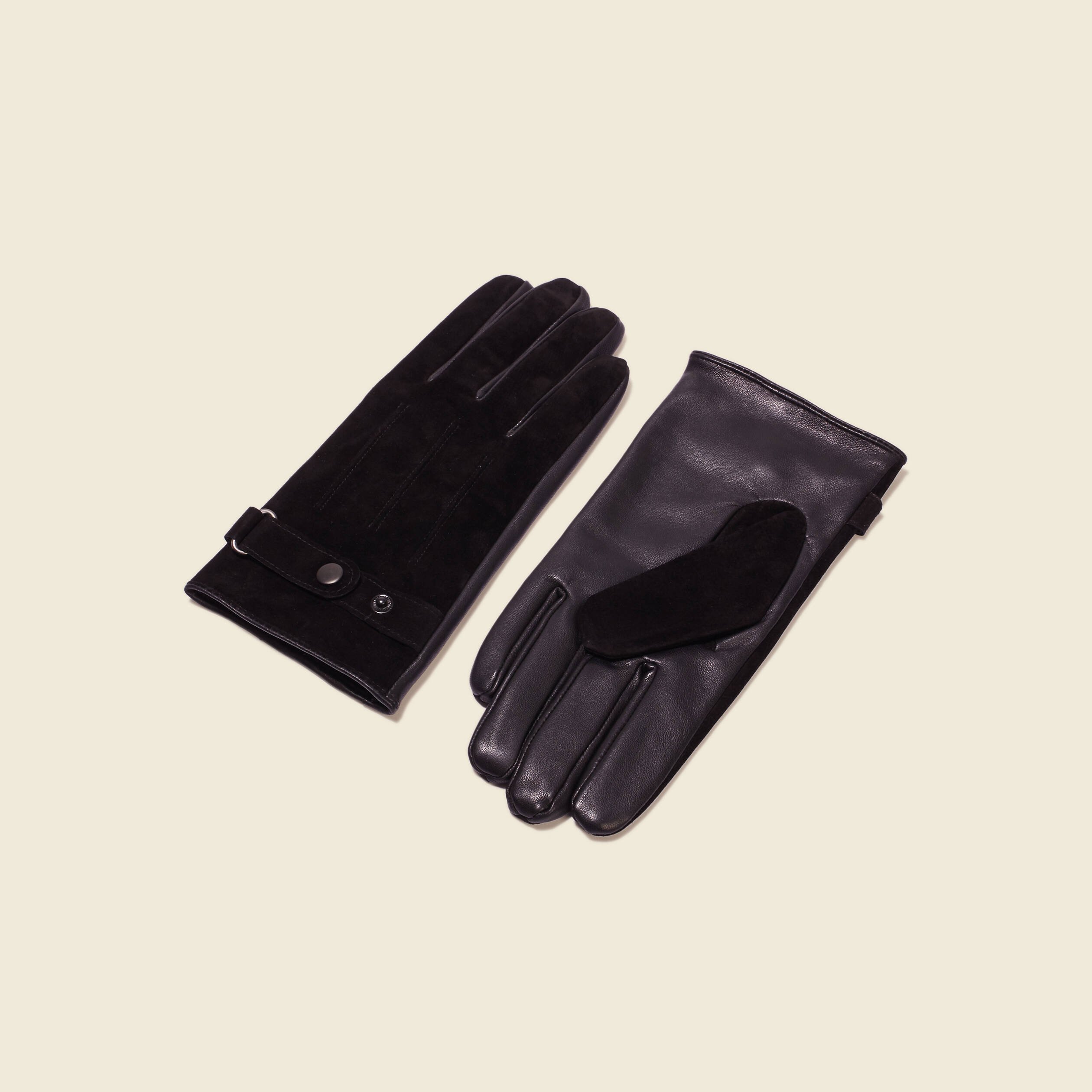 Gants cuir sales noir homme
