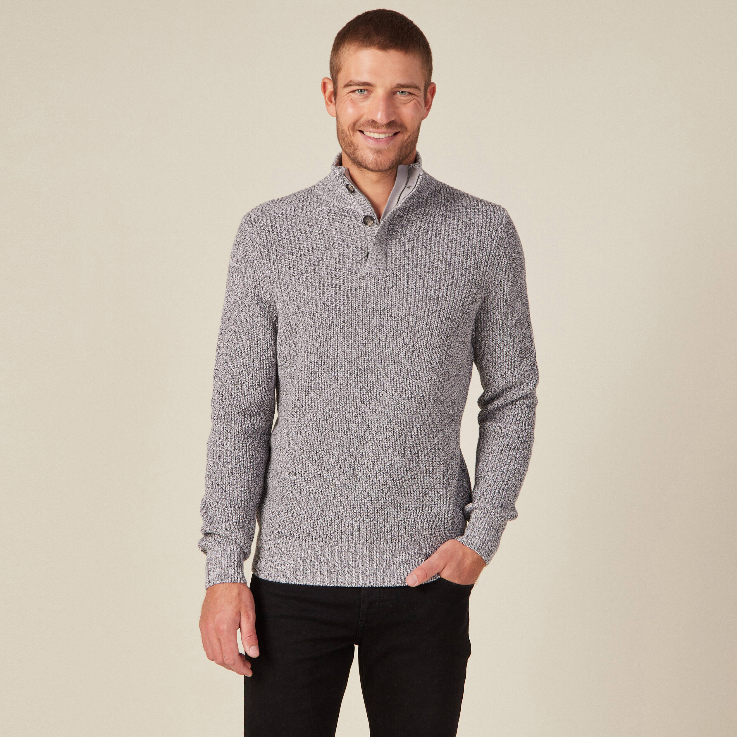 pull manches longues gris fonce homme Pull manches longues gris foncé homme