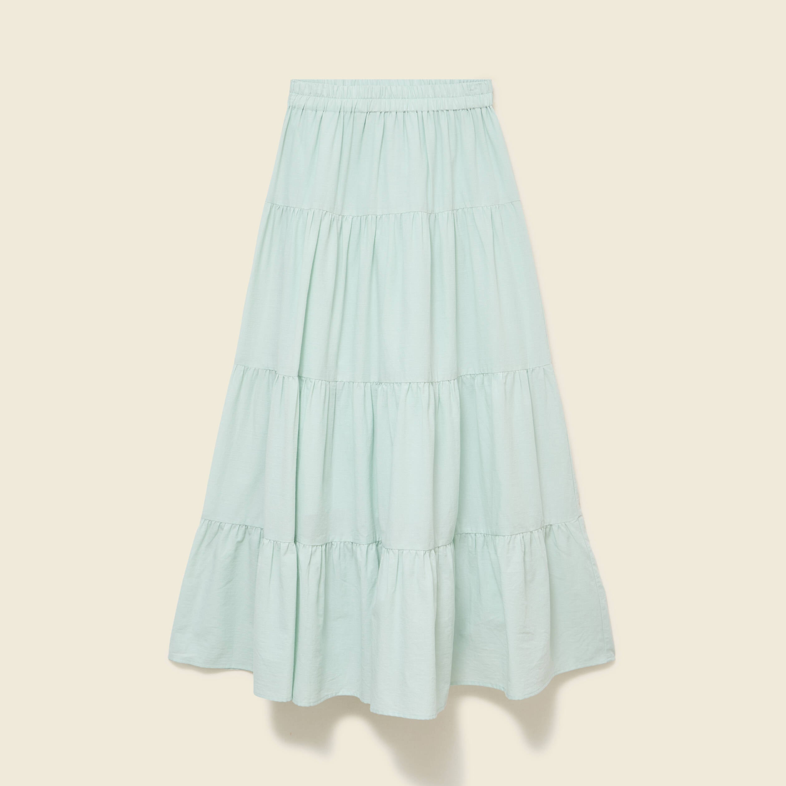 Jupe longue &eacute;vas&eacute;e en coton doubl&eacute;e vert pastel femme