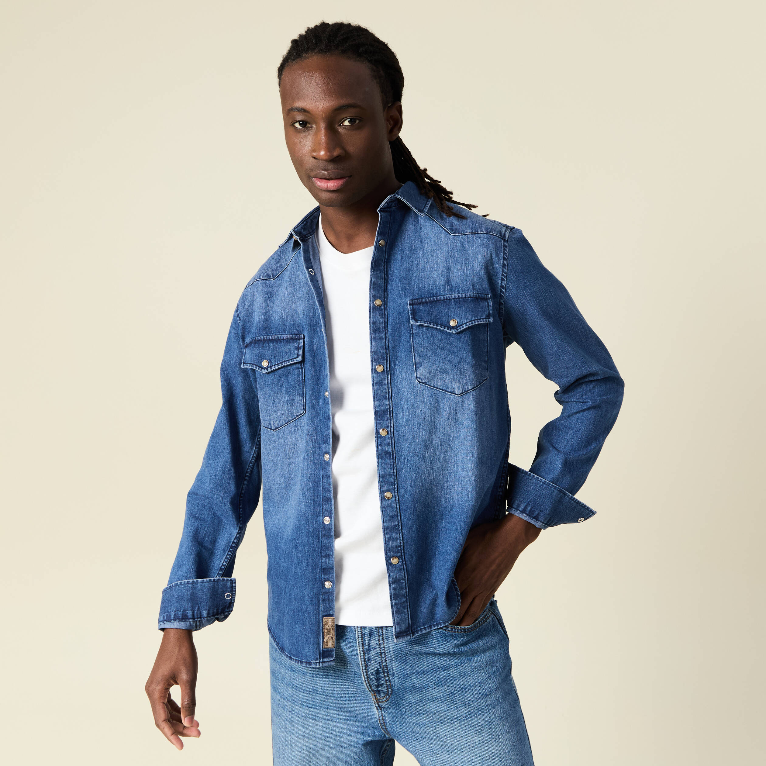 Chemise Boutonnée Femme Bleu Denim – Taille S – Marque Cloth & Stone