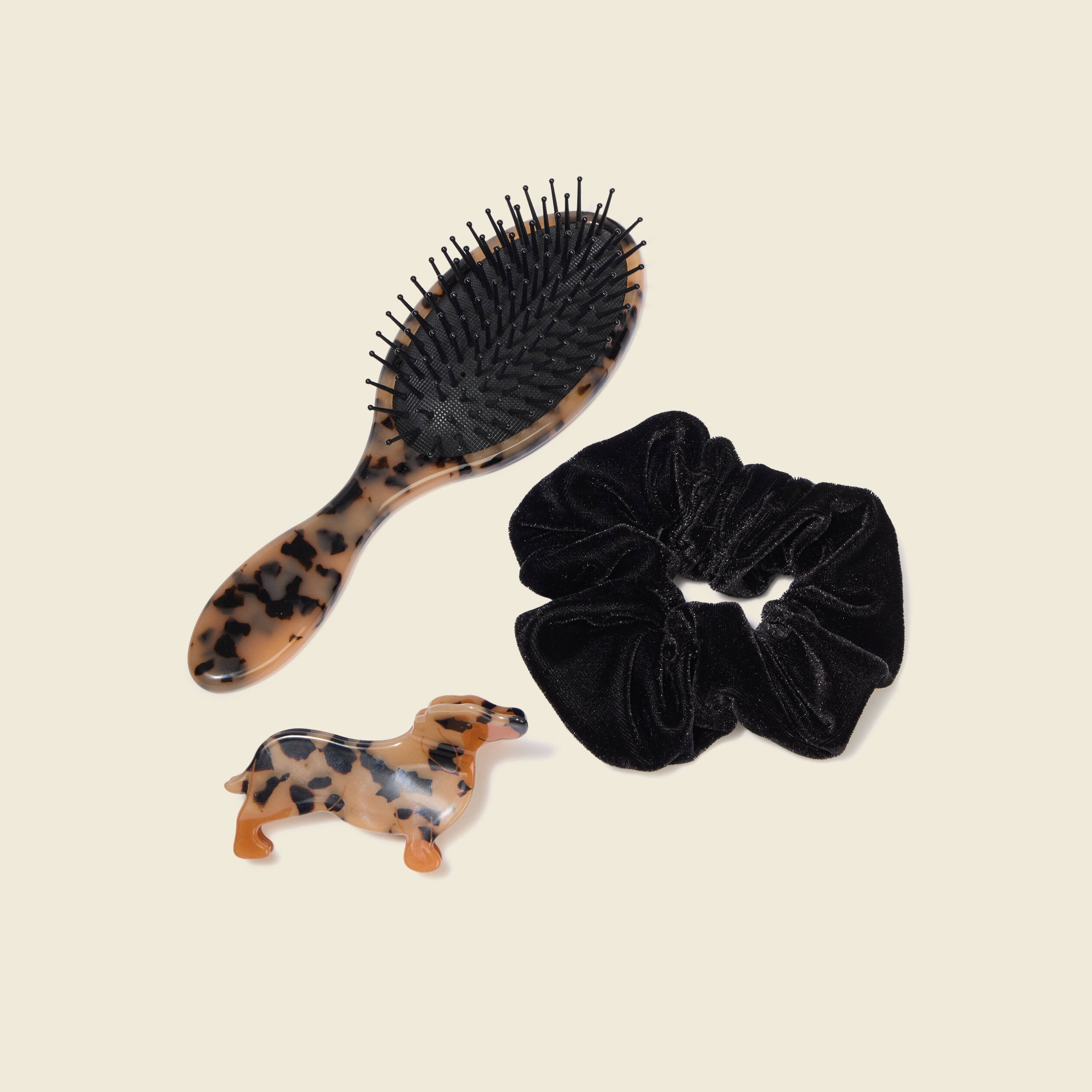 Coffret brosse pince &agrave; cheveux chouchou multicolore femme