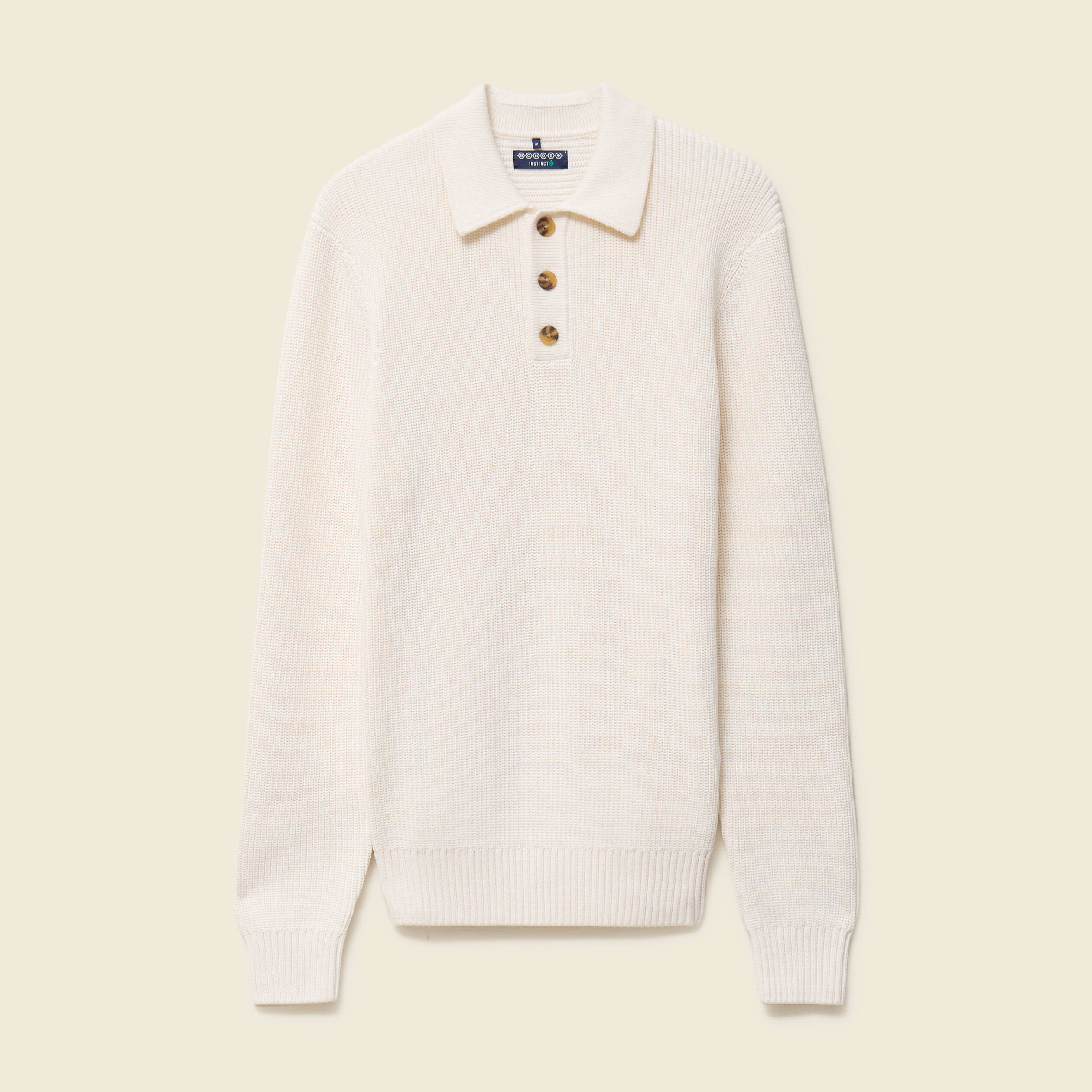 Polo manches longues ecru homme