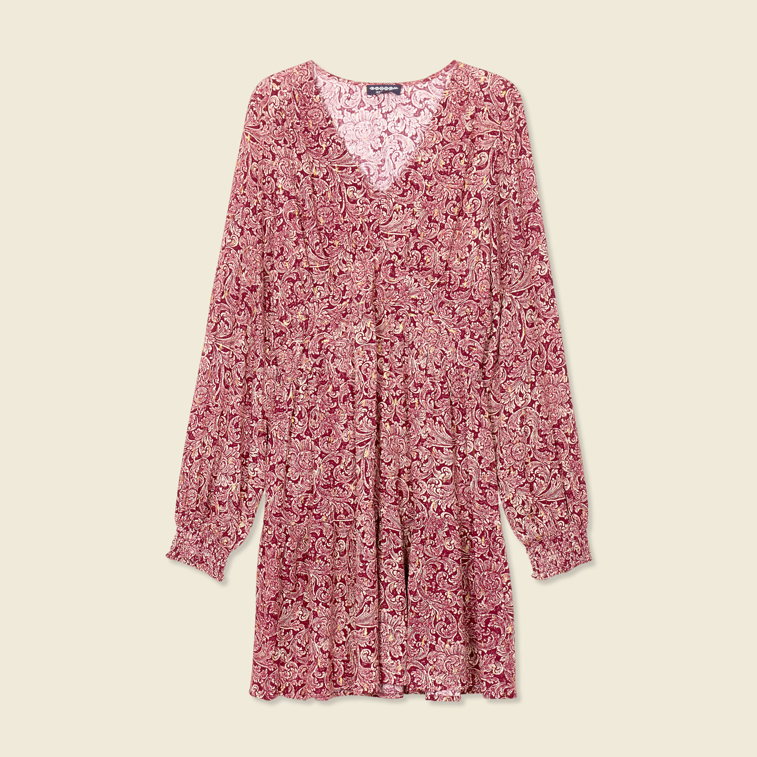 Robe &eacute;vas&eacute;e fluide bordeaux femme