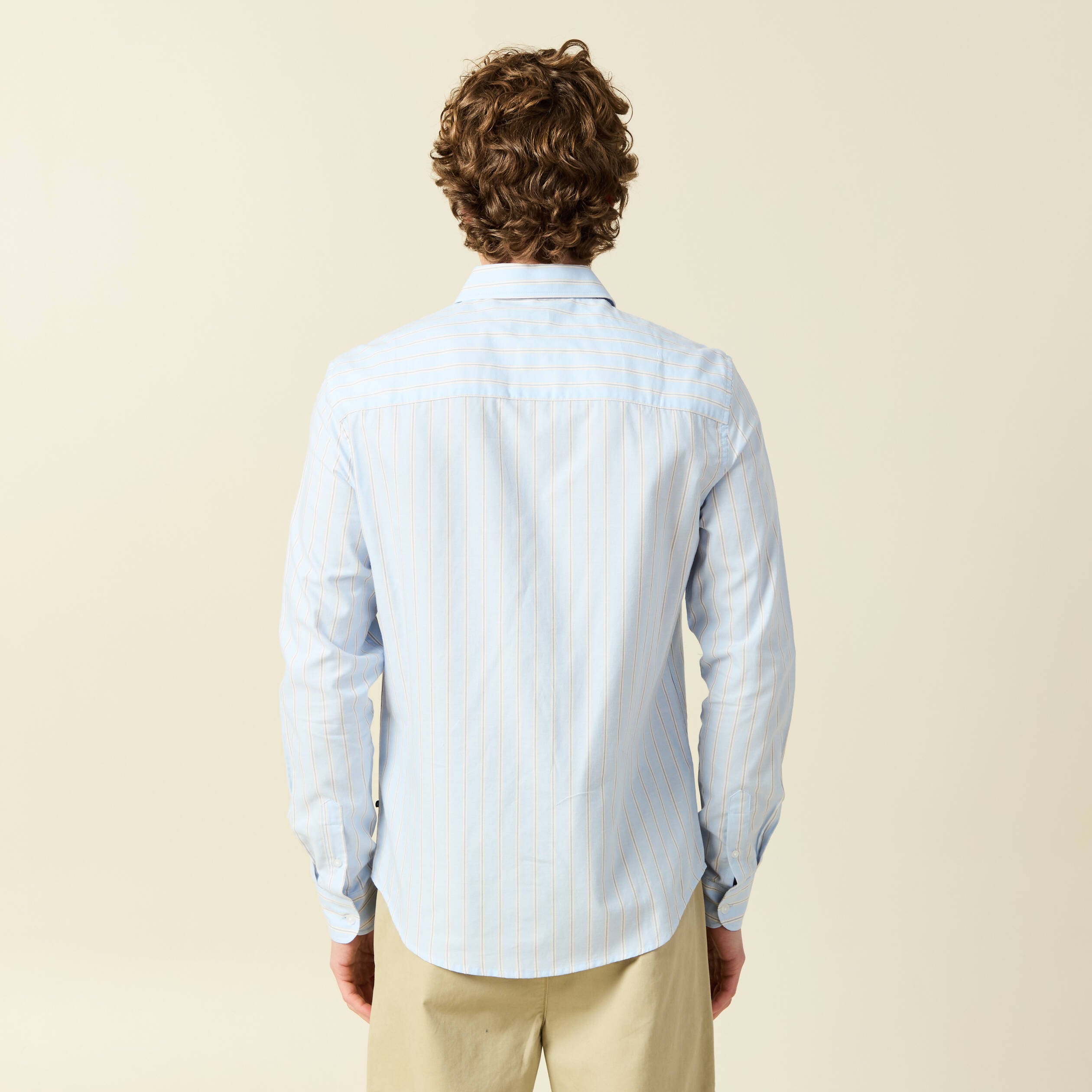 Chemise en coton manches longues bleu ciel homme