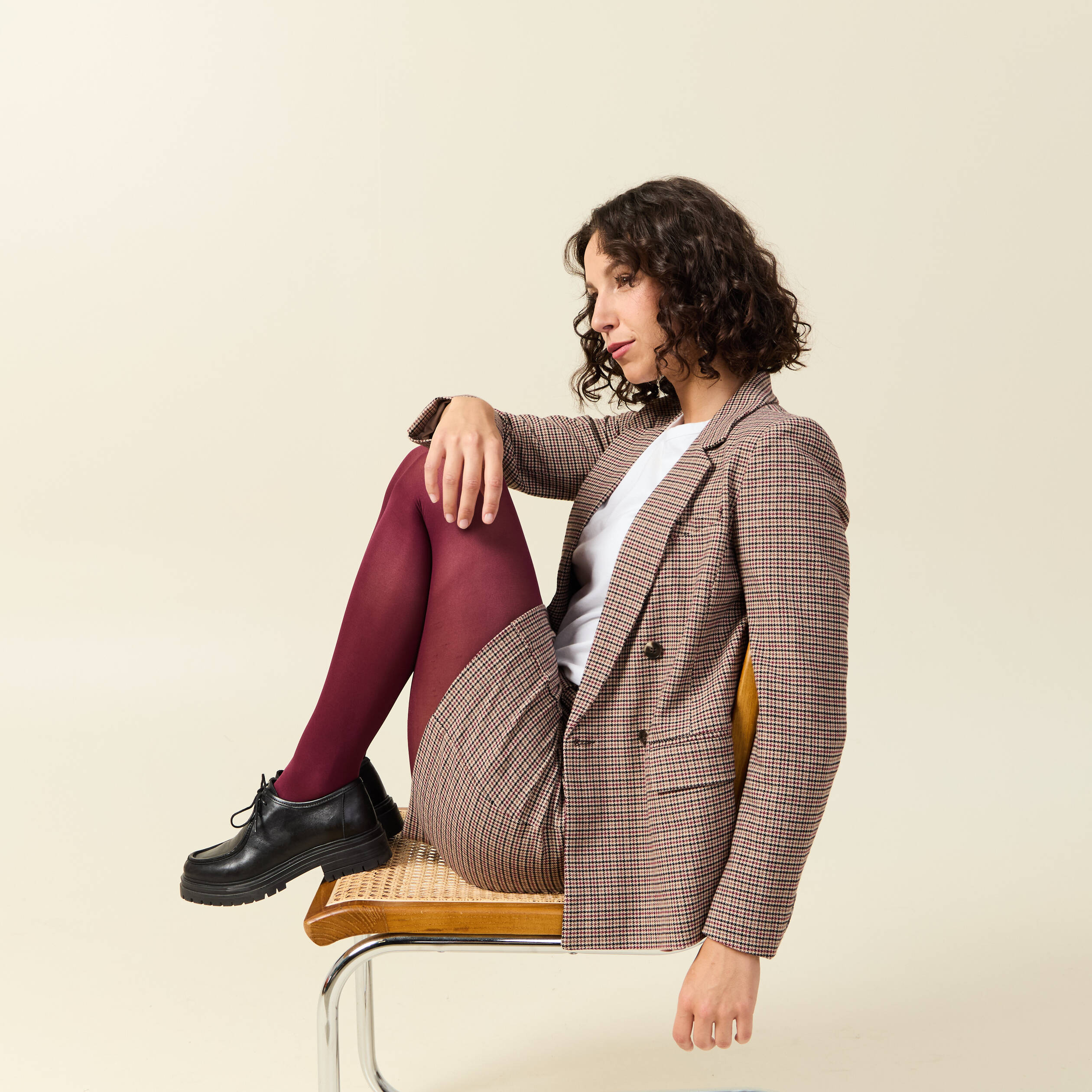 Veste blazer double boutonnage beige femme